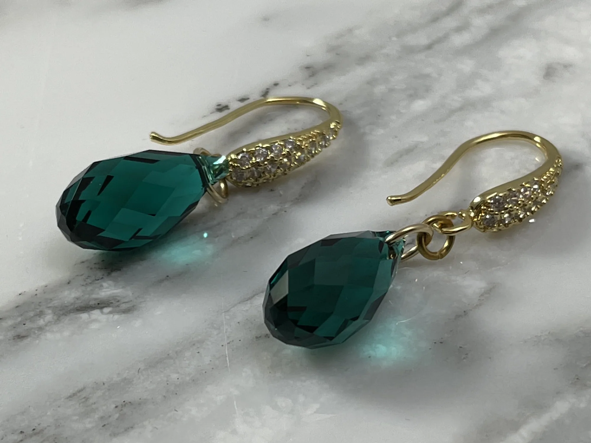 Swarovski Emerald Green Crystal Earrings view 2