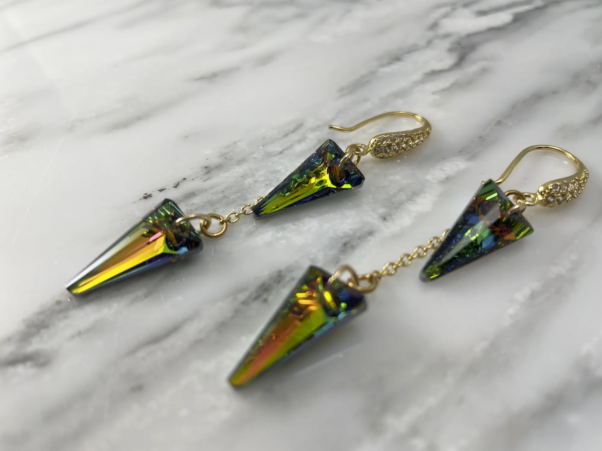 Double Spike Swarovski Earrings view 2