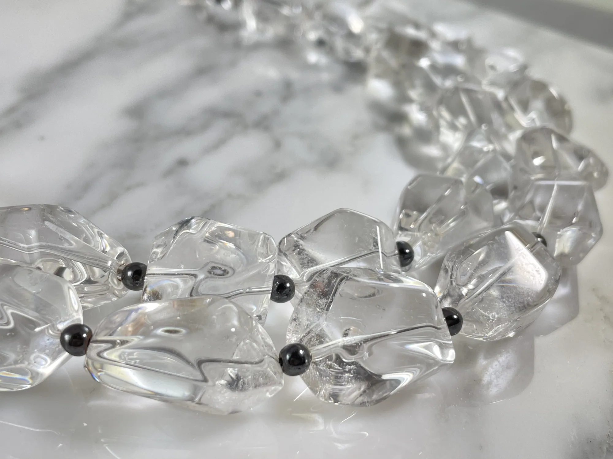 Clear Quartz and Hematite Necklace view 2
