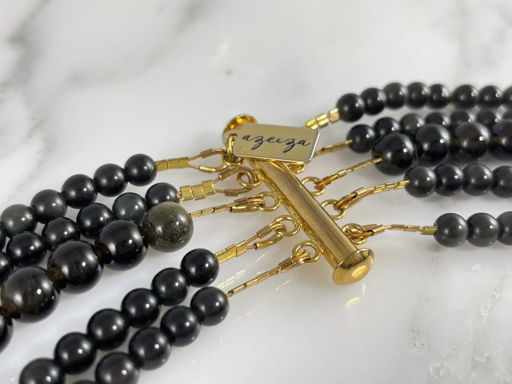 Golden Obsidian Multi Strand Necklace view 3