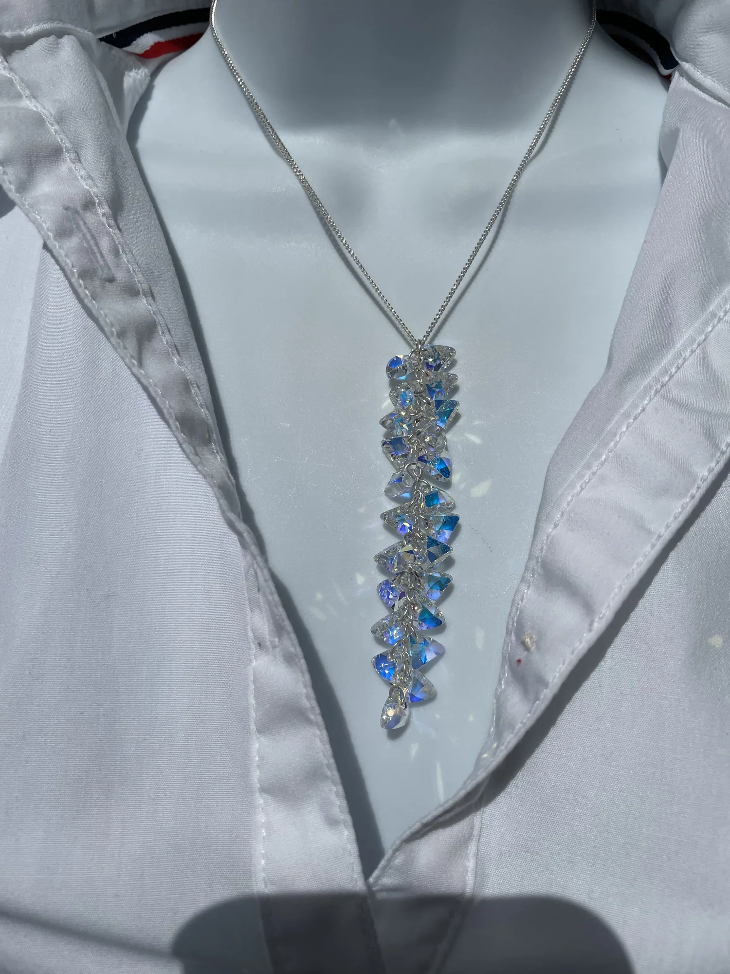 Swarovski Crystal Triangle AB Tassel Necklace