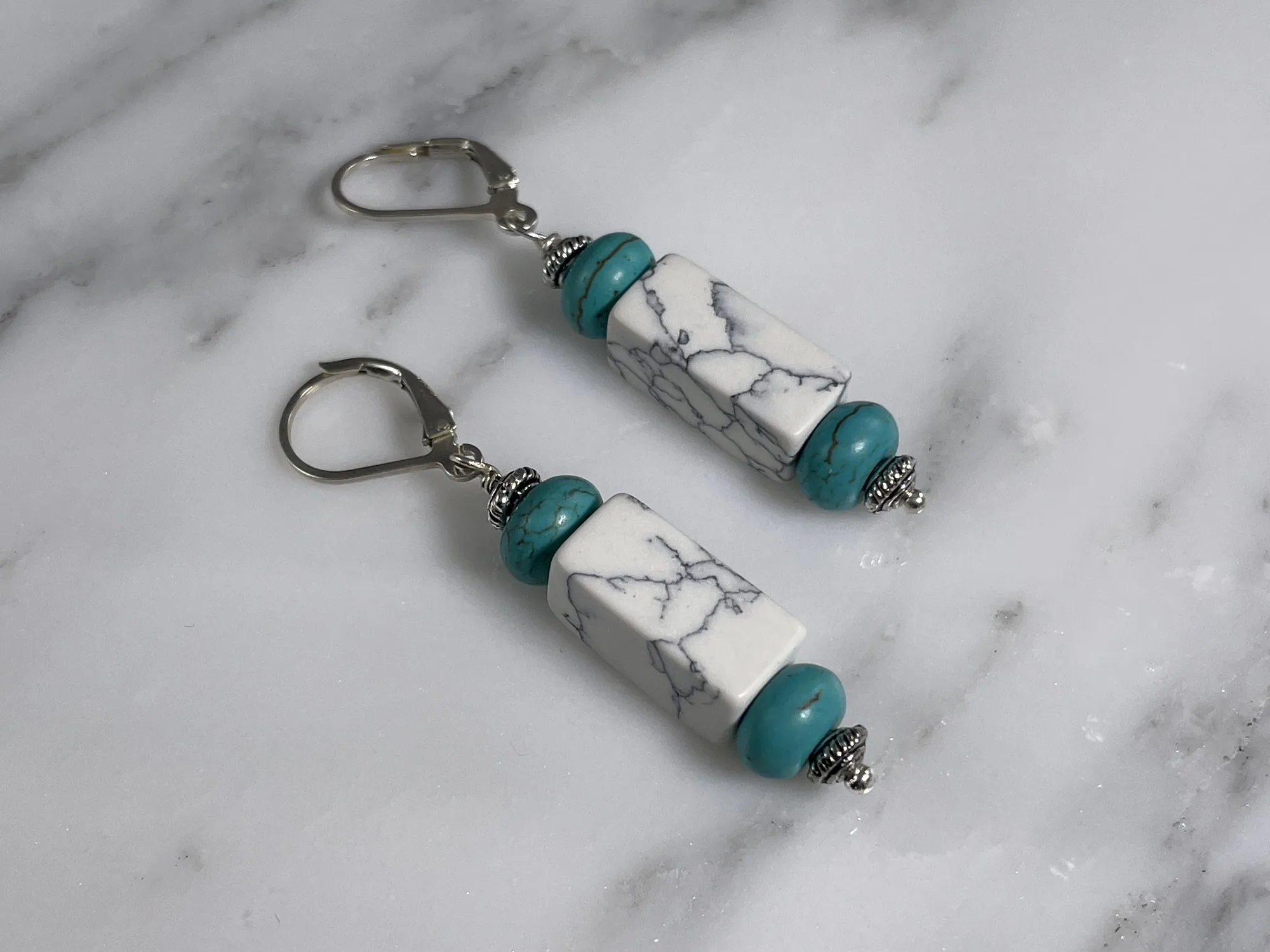 Sterling Silver Howlite Earrings view 2
