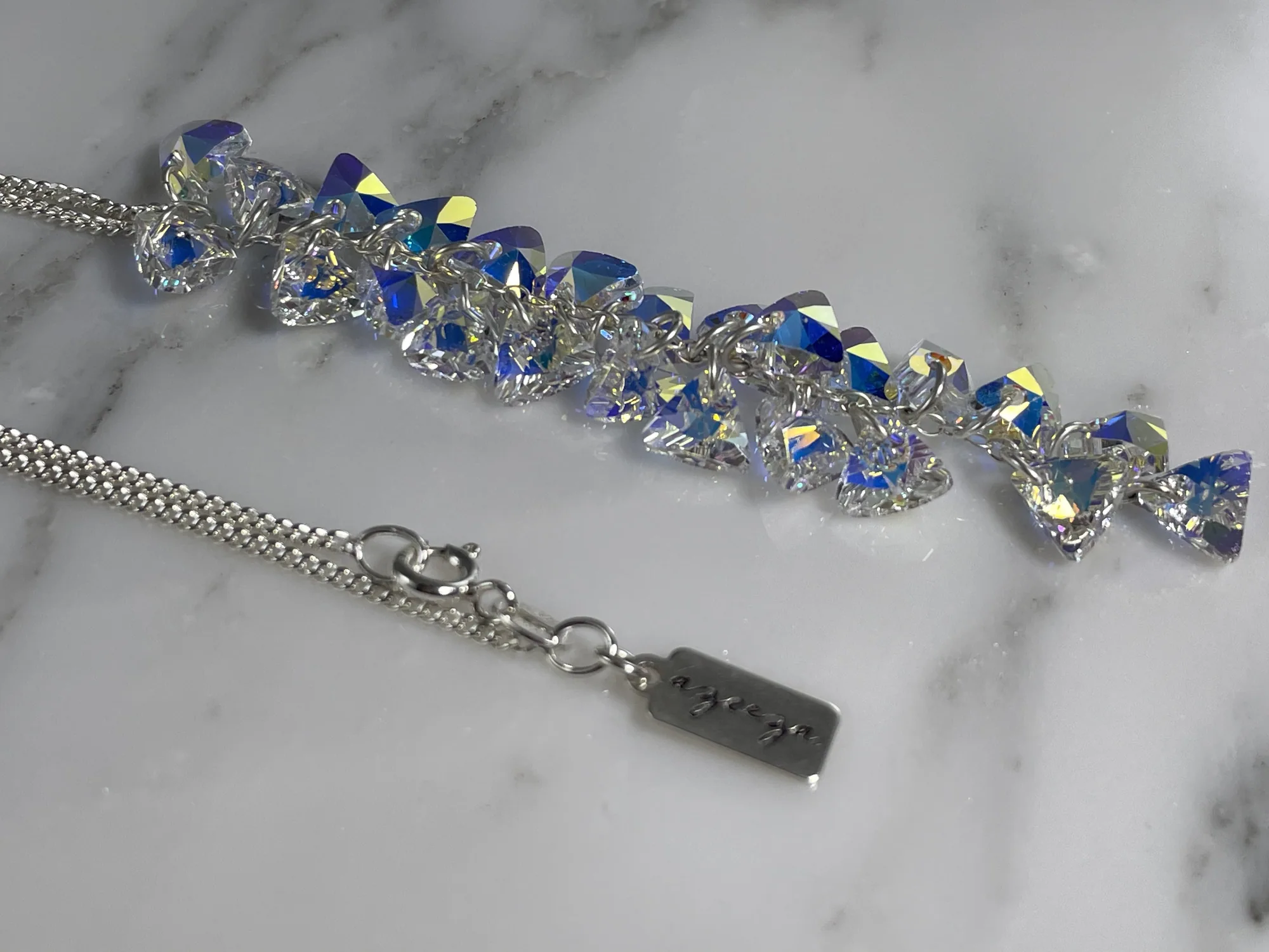 Swarovski Crystal Triangle AB Tassel Necklace view 2