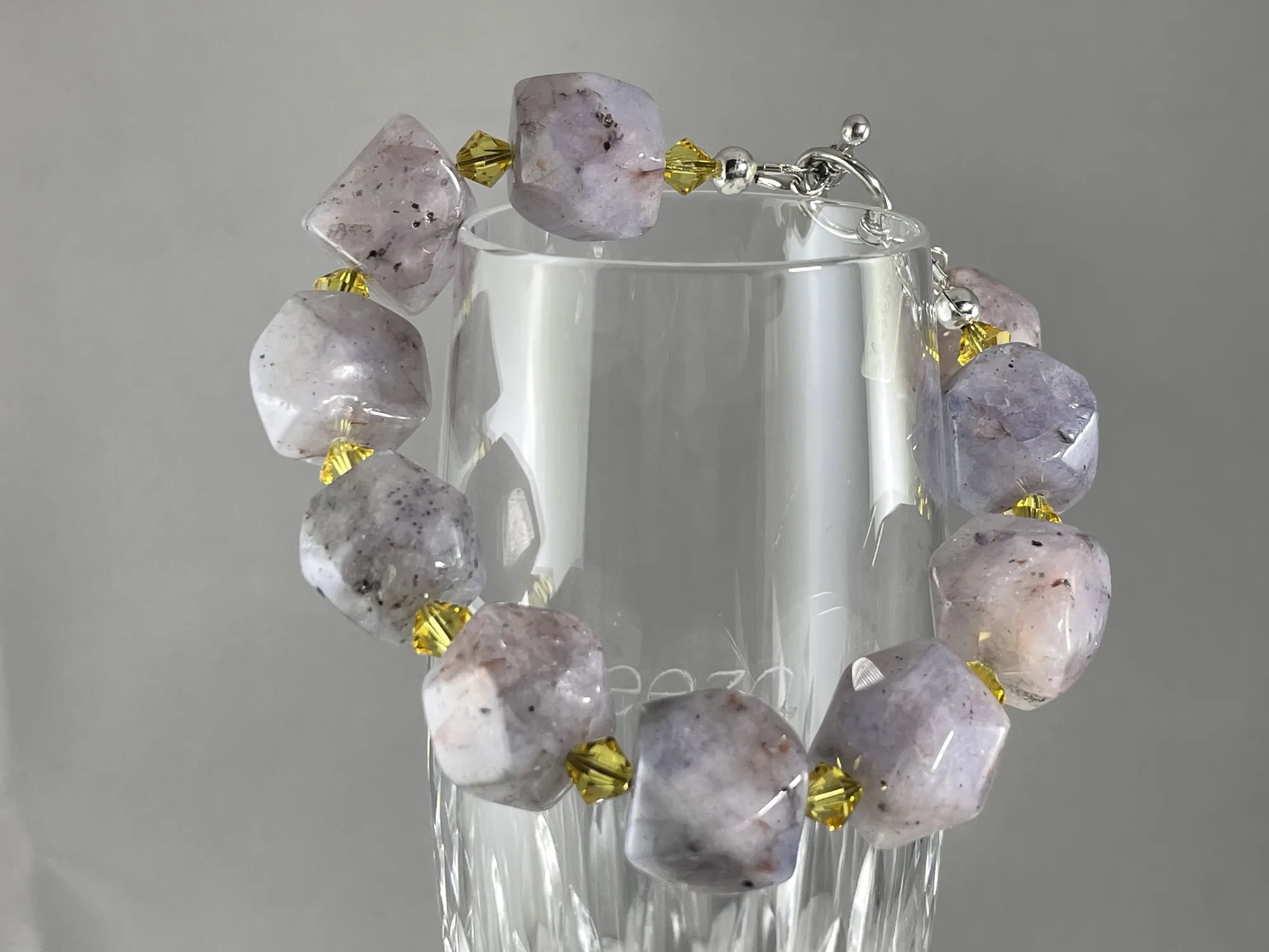 Lace Agate and Swarovski Bracelet view 2