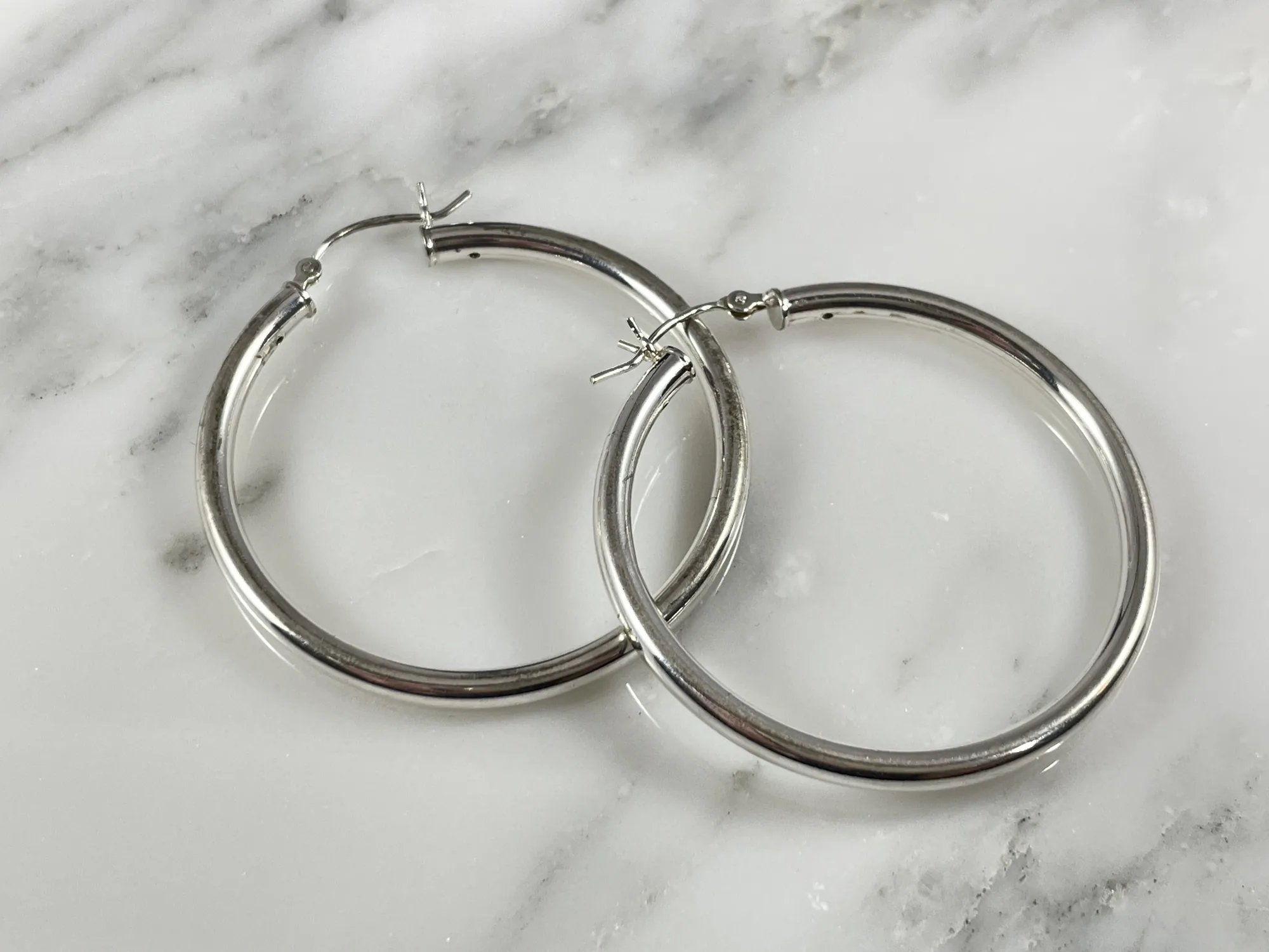 Sterling Silver Hoop Earrings view 2