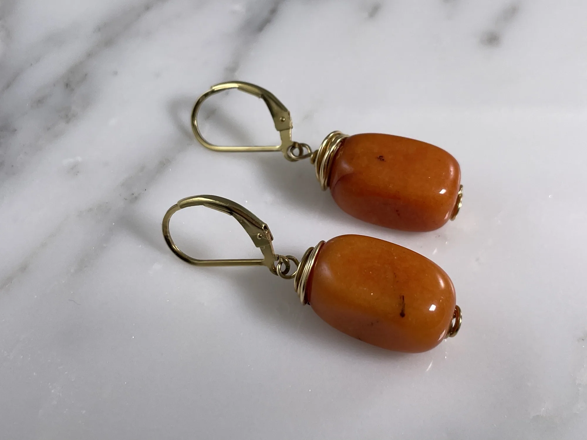 Orange Quartzite Earrings view 2