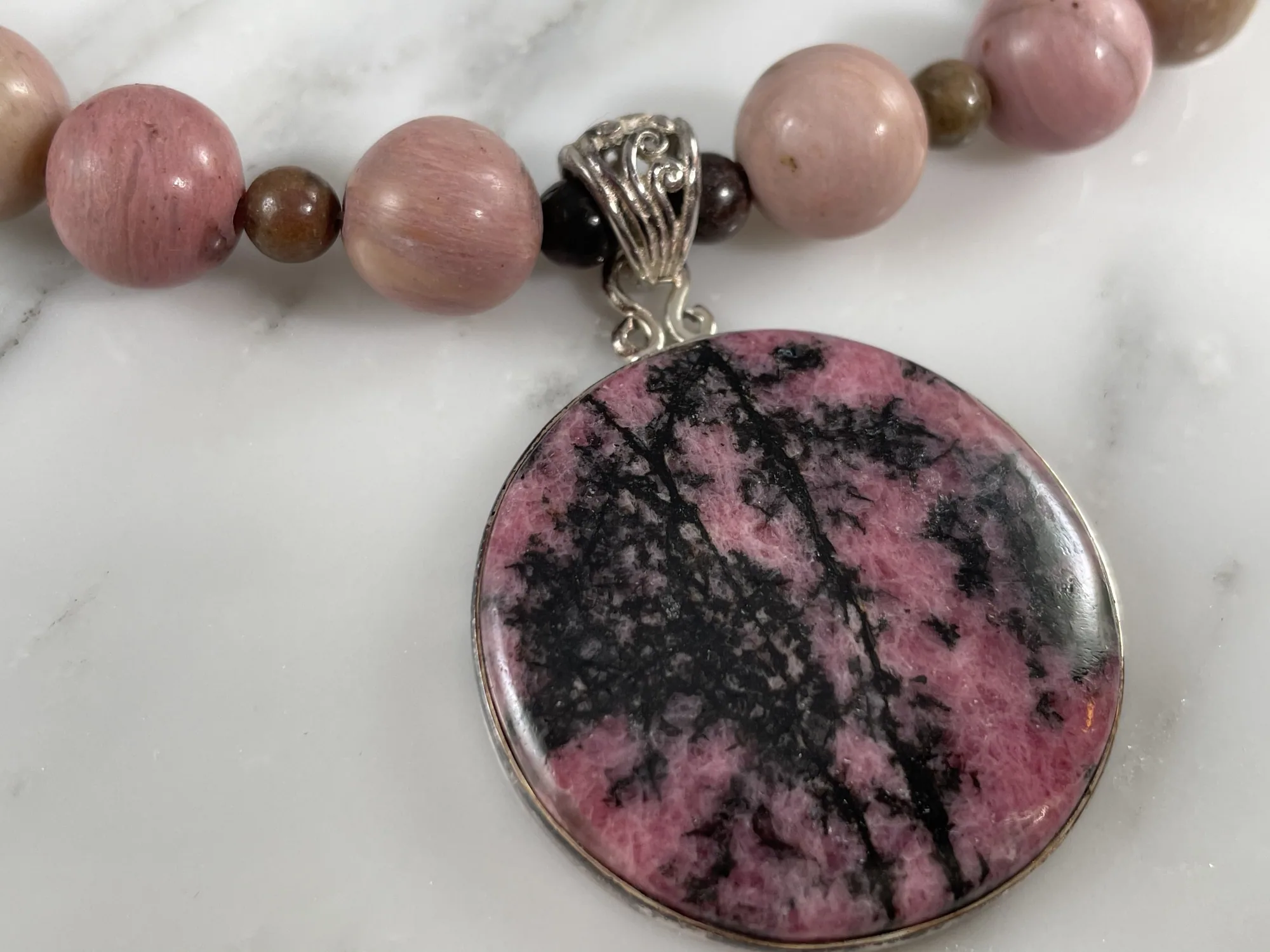 Rhodonite Necklace view 2