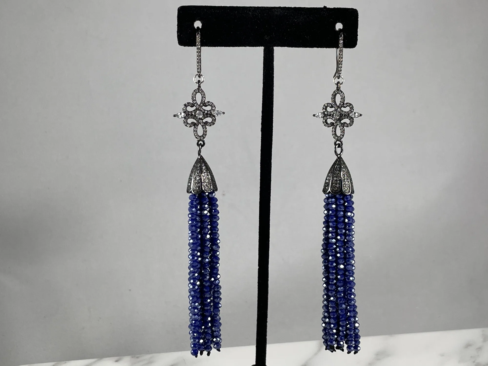 Plated Midnight Shimmer Tassel Earrings
