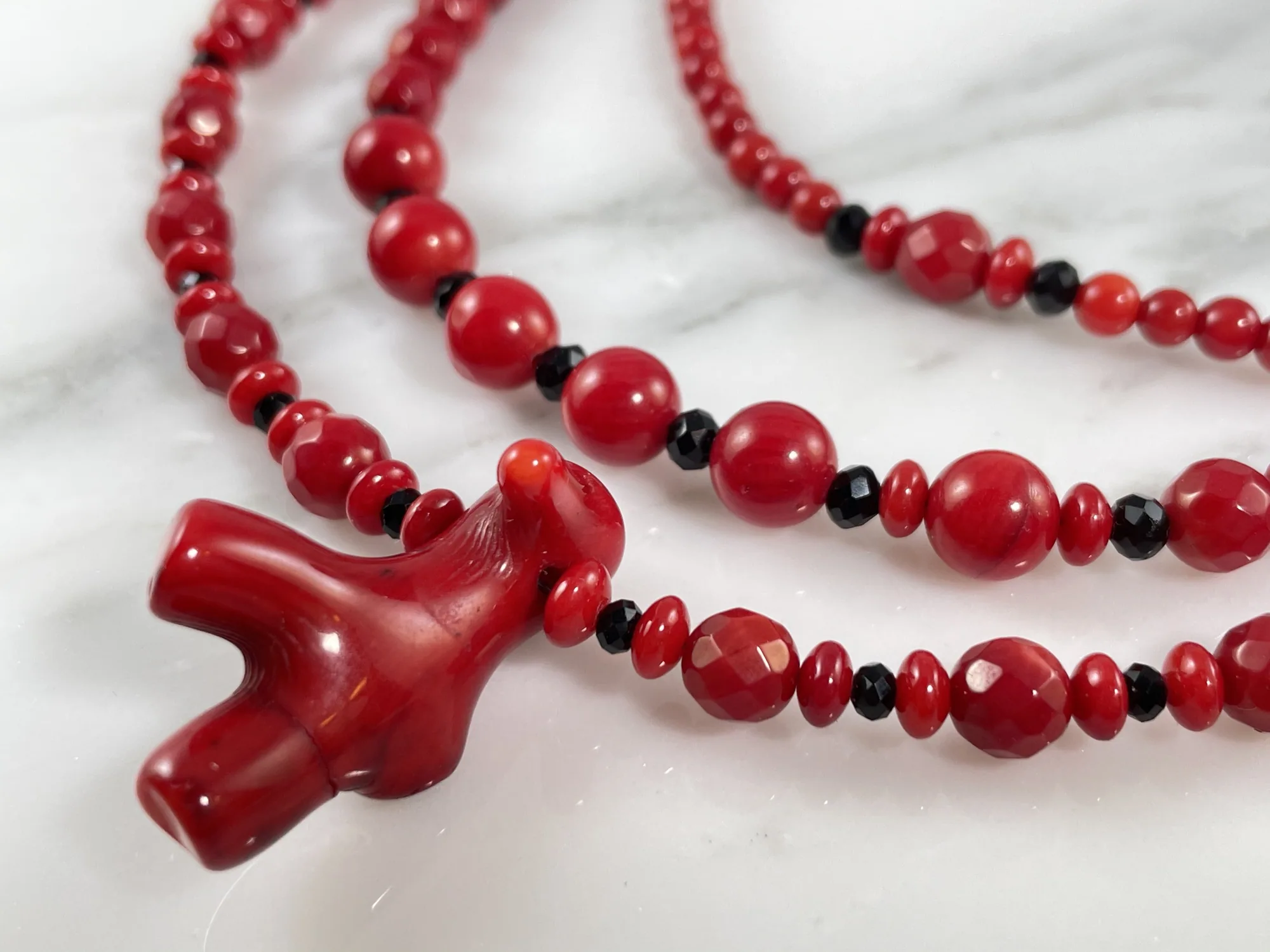 Red Coral and Swarovski Necklace view 2