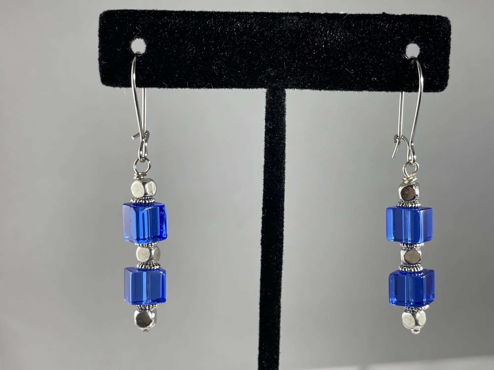 Blue Crystal and Hematite Earrings