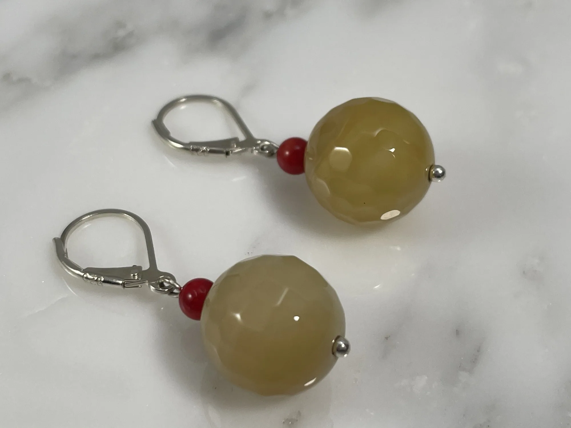 Agate and Coral Earrings view 2