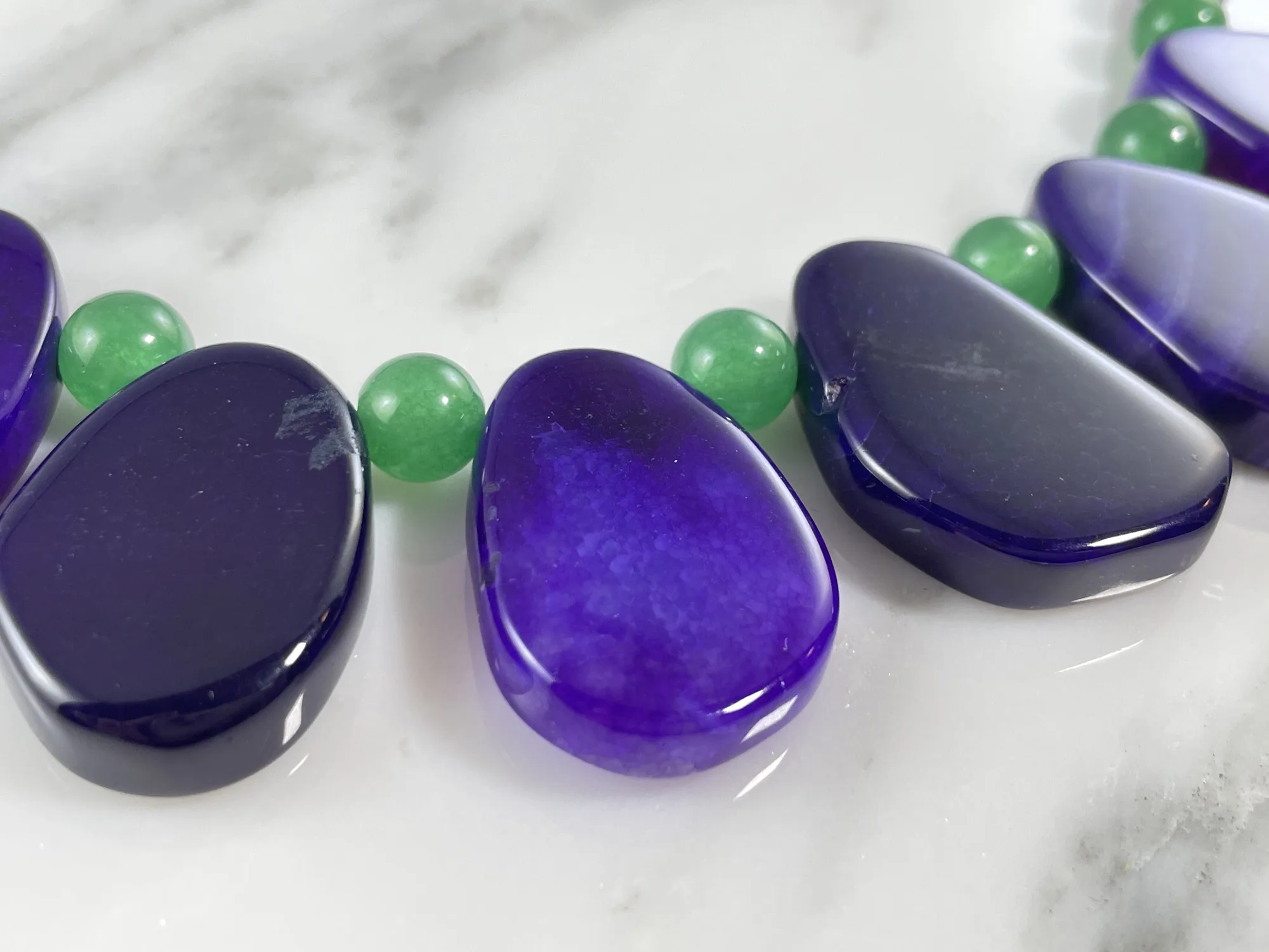 Purple Agate and Green Aventurine Necklace view 2