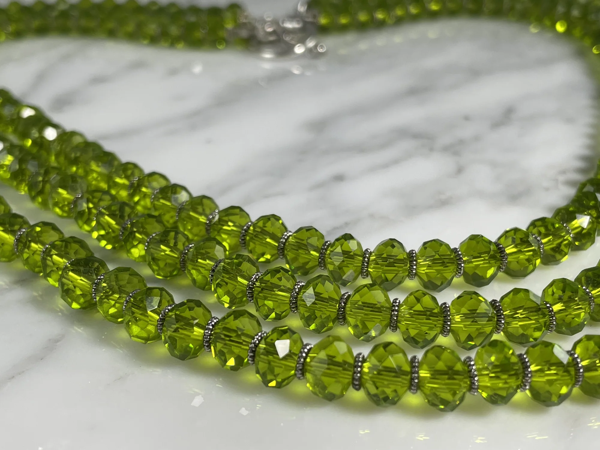Apple Green Crystal Necklace view 2