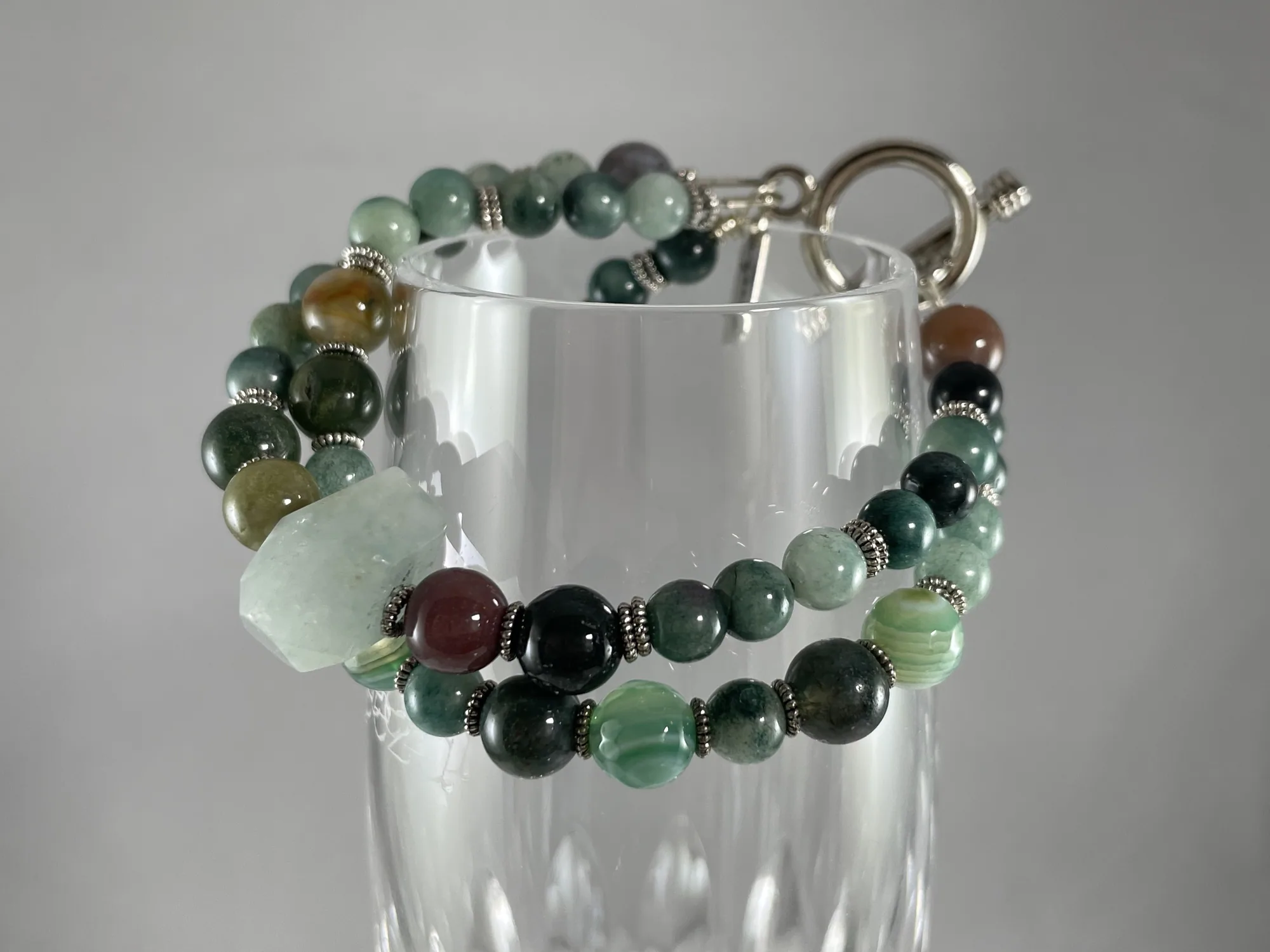 Moss Agate & Amazonite Double Strand Bracelet view 2