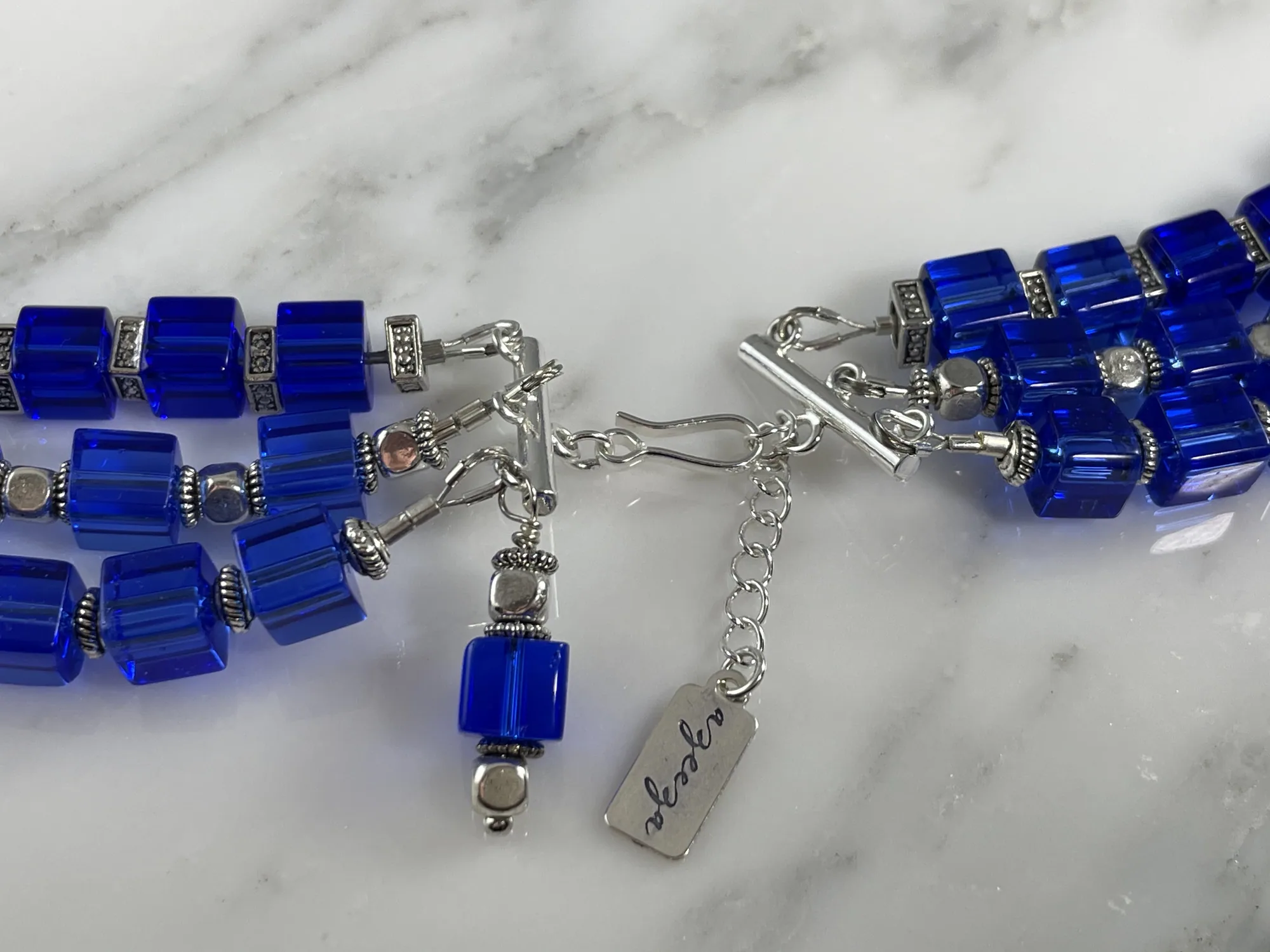Blue Crystal and Hematite Necklace view 3