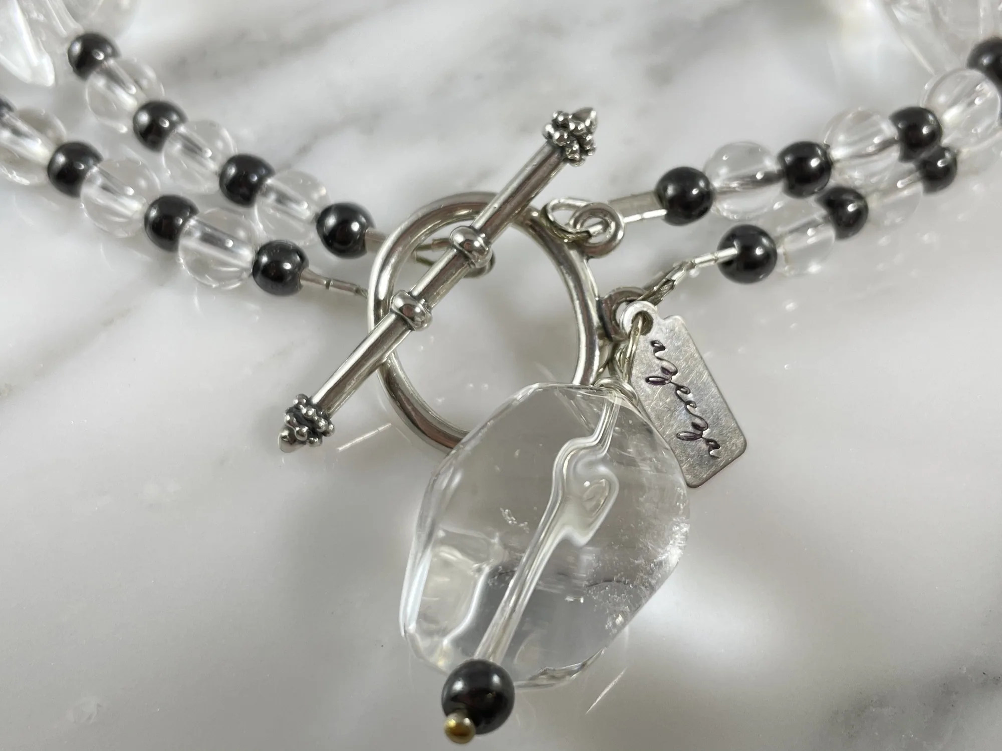 Clear Quartz and Hematite Necklace view 3