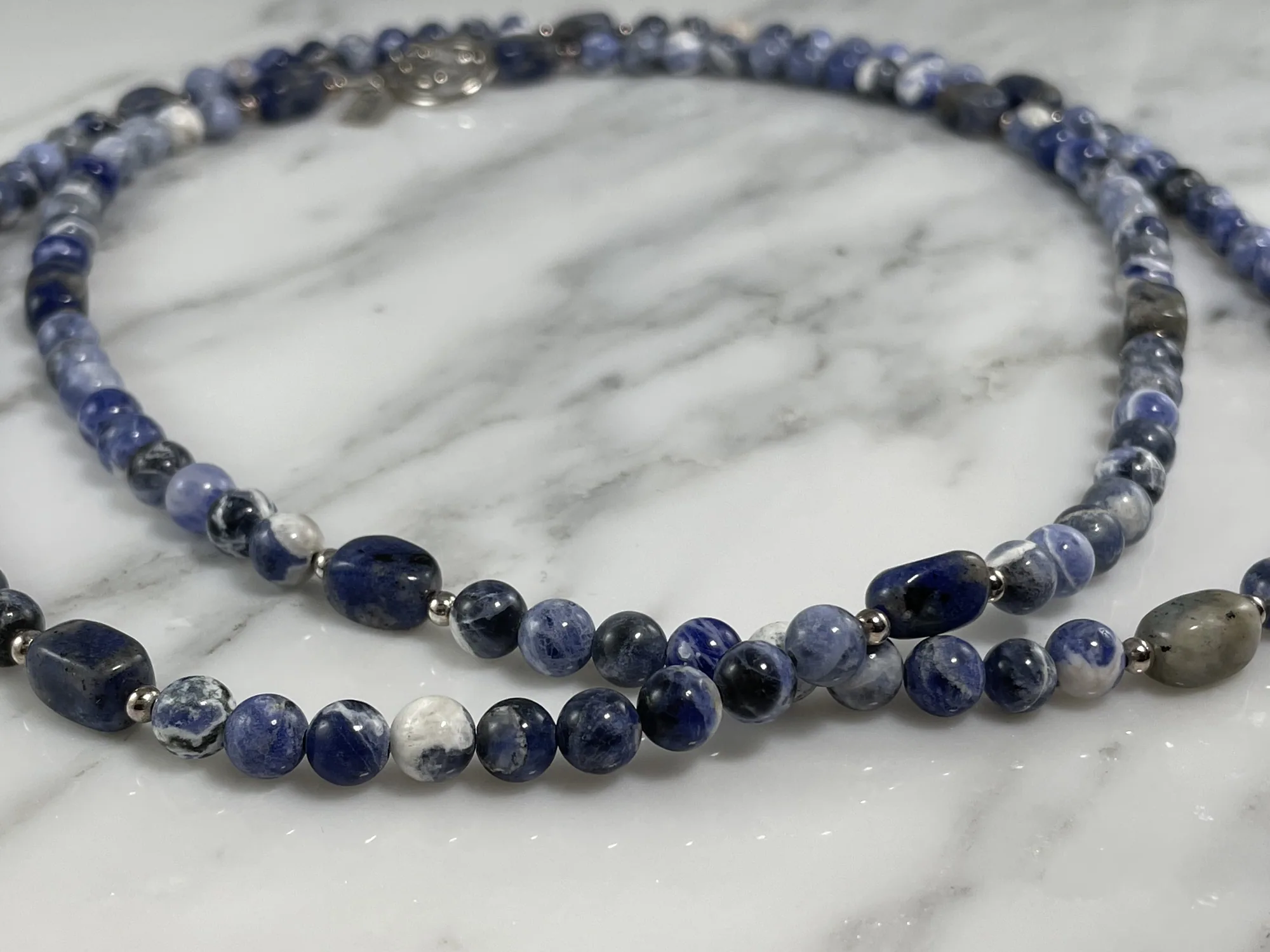 Sterling Silver Convertible Sodalite Necklace view 2