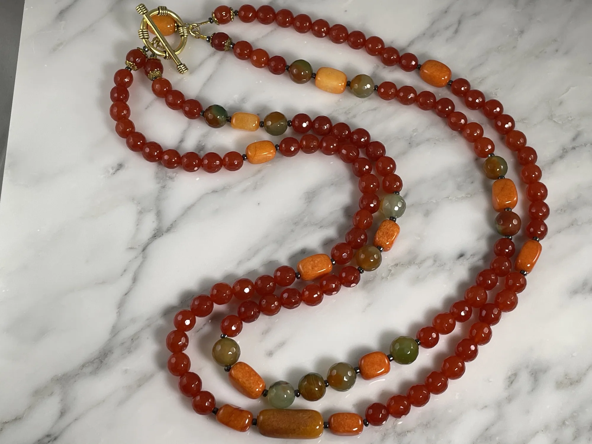 Carnelian, Agate and Quartzite Necklace