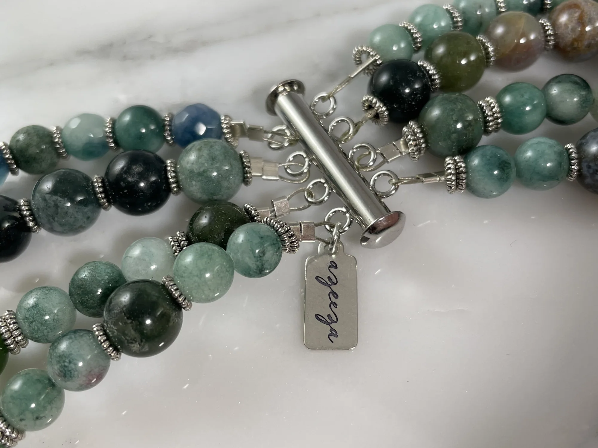 Moss Agate & Amazonite Multi Strand Necklace view 3