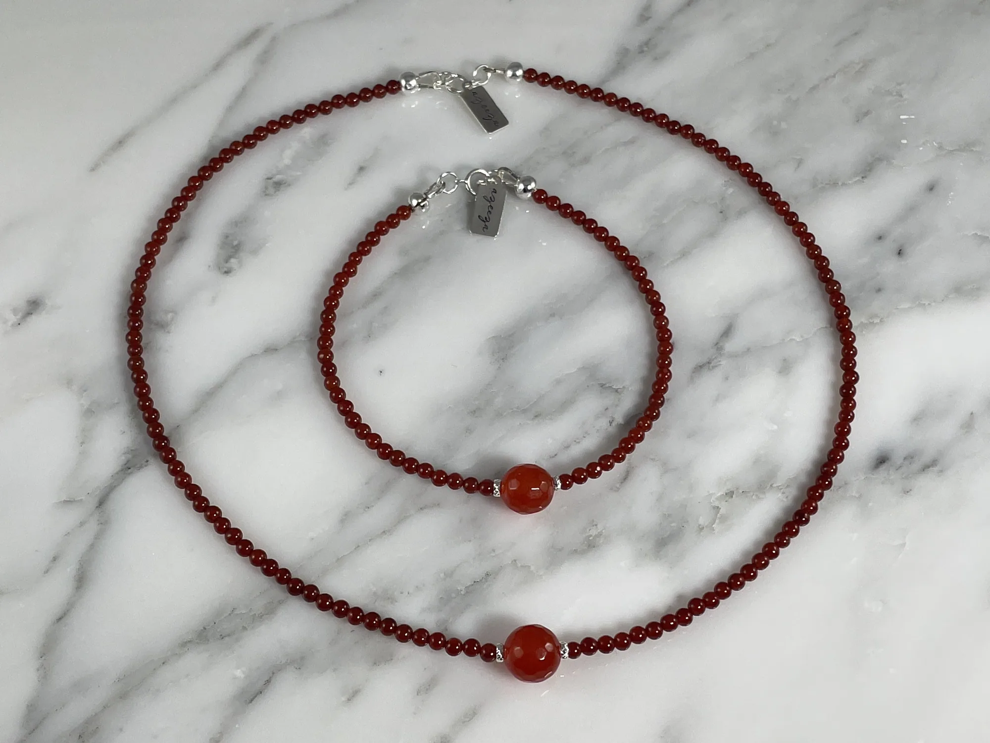 Carnelian Necklace and Bracelet Set