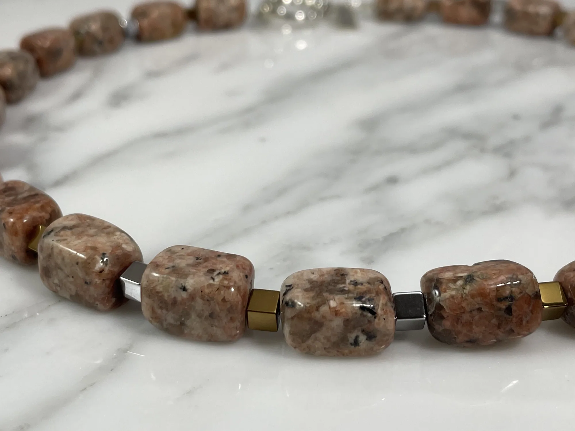 Agate and Hematite Necklace view 2