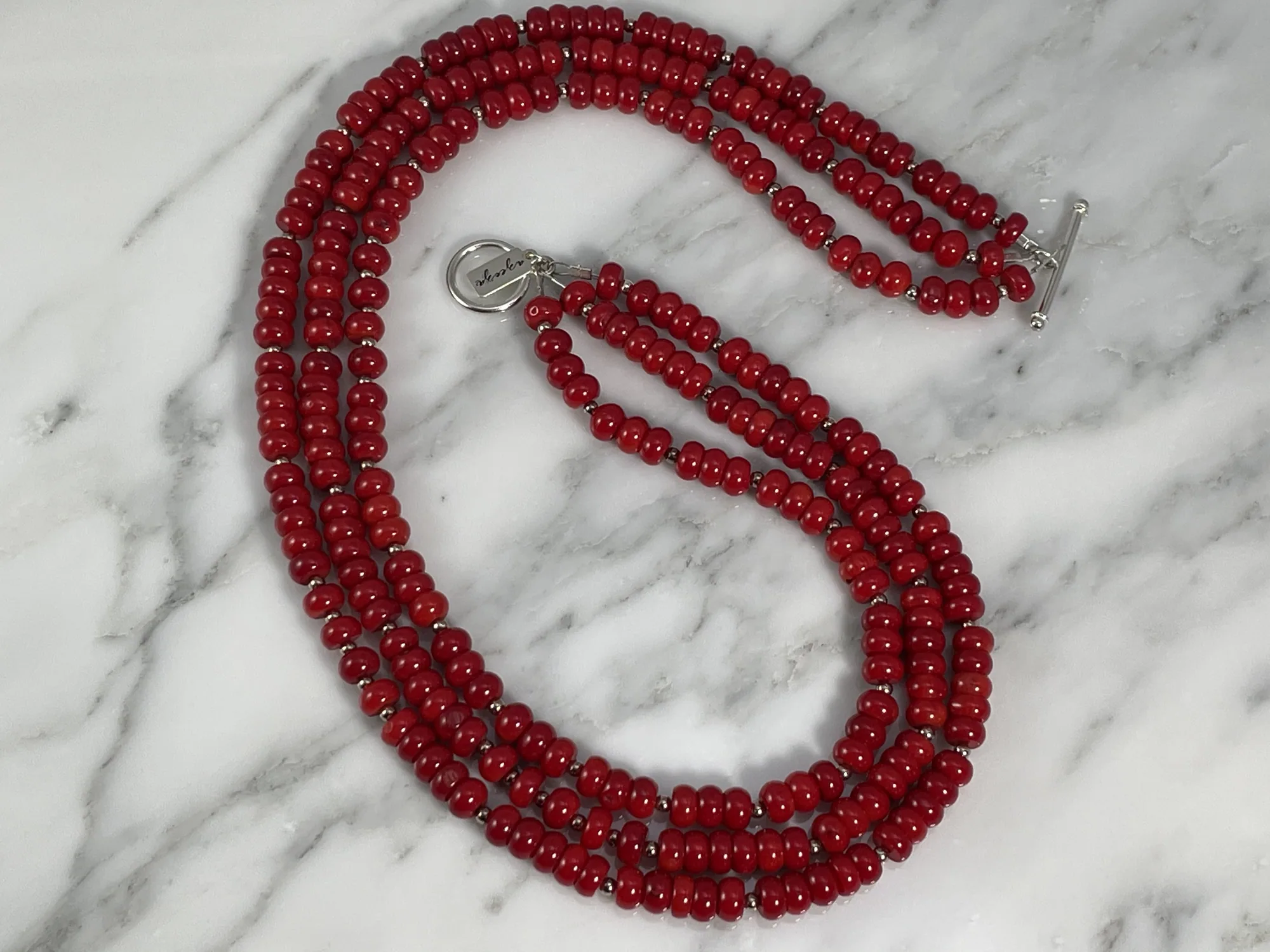 Red Coral Rondelle Necklace