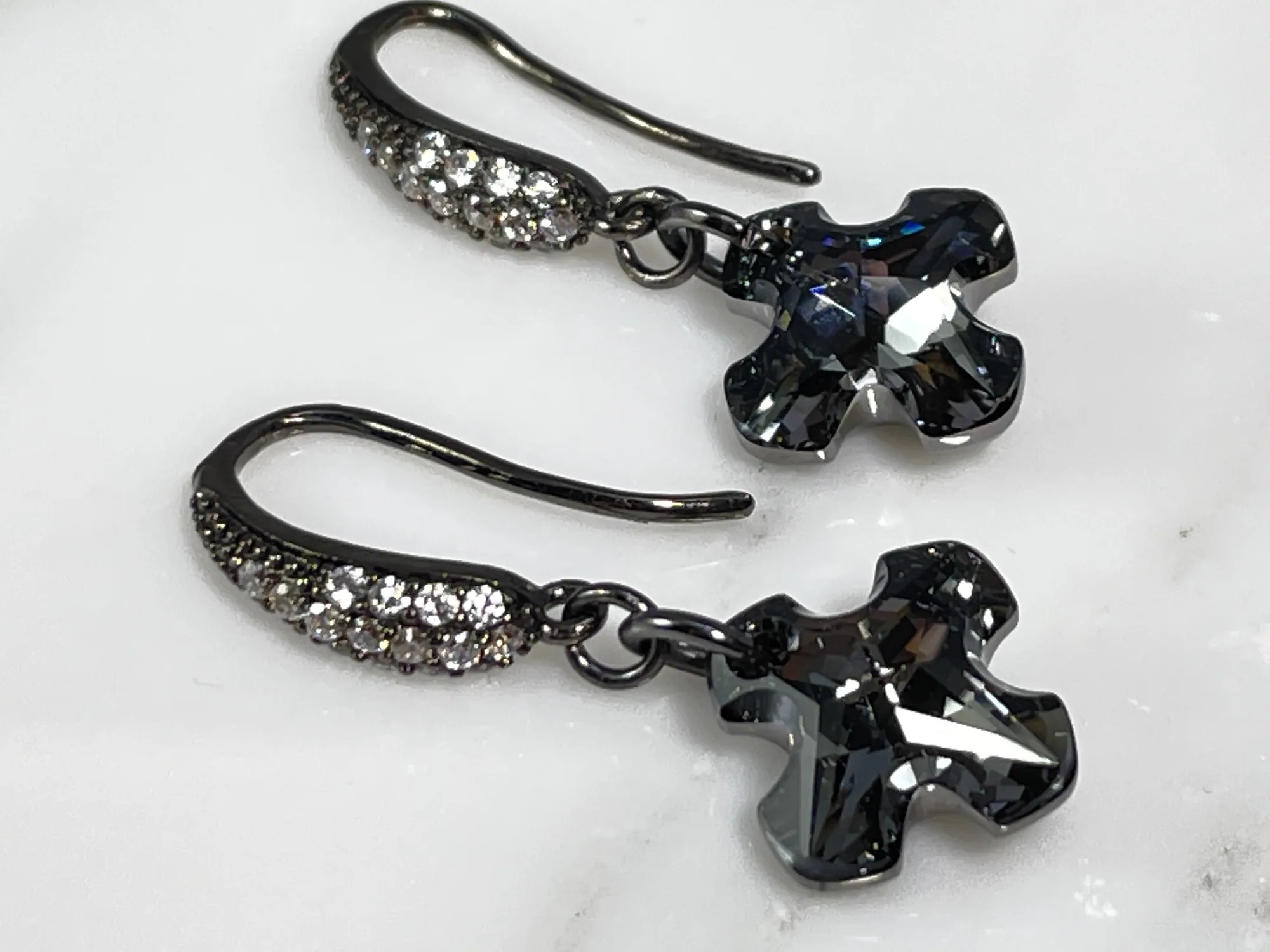 Swarovski Crystal Greek Cross Earrings view 2