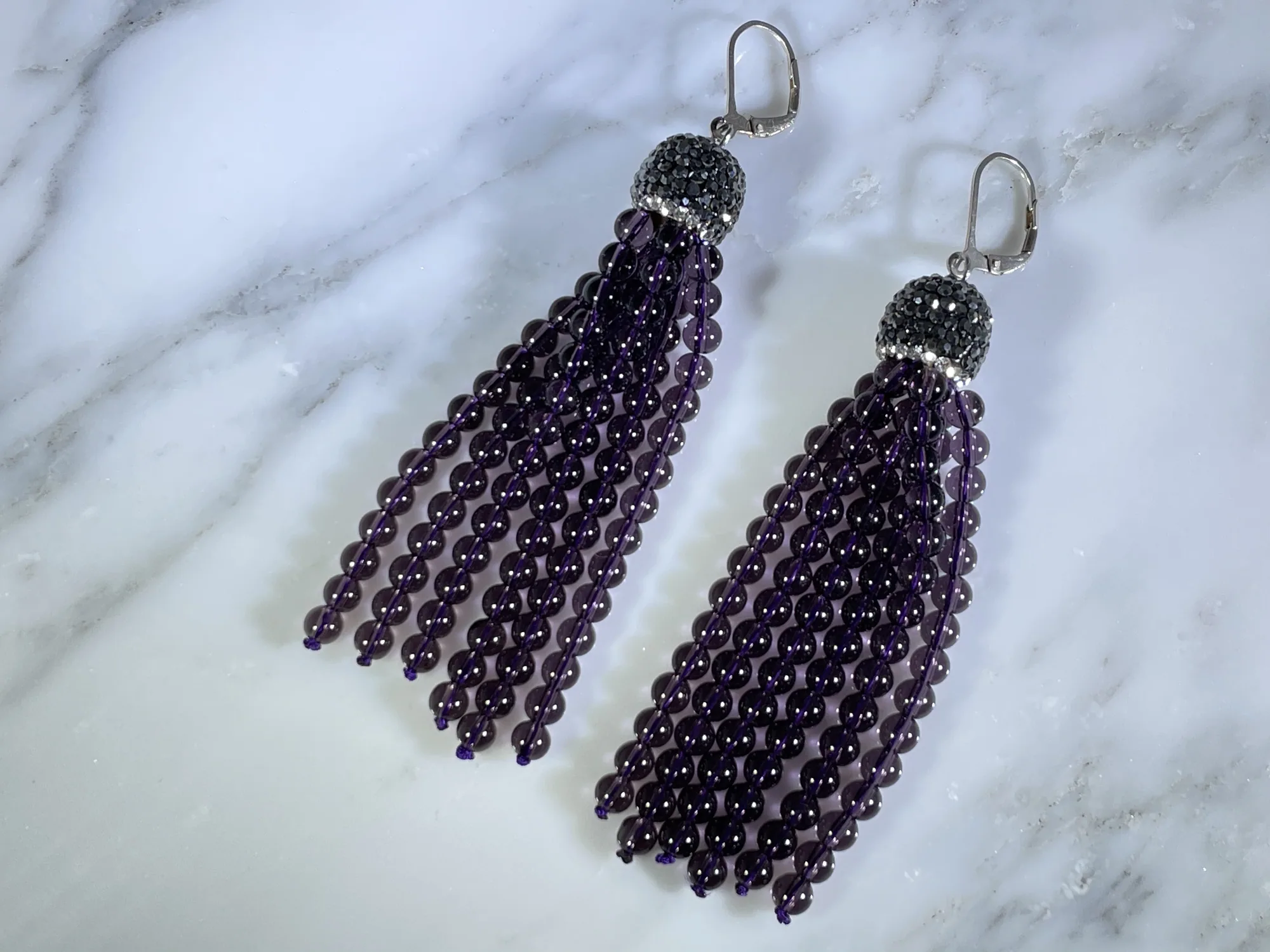 Amethyst Tassel Earrings view 2