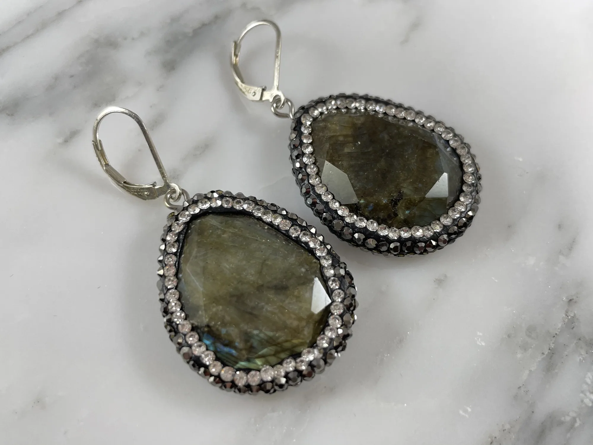 Labradorite and Crystal Earrings view 2