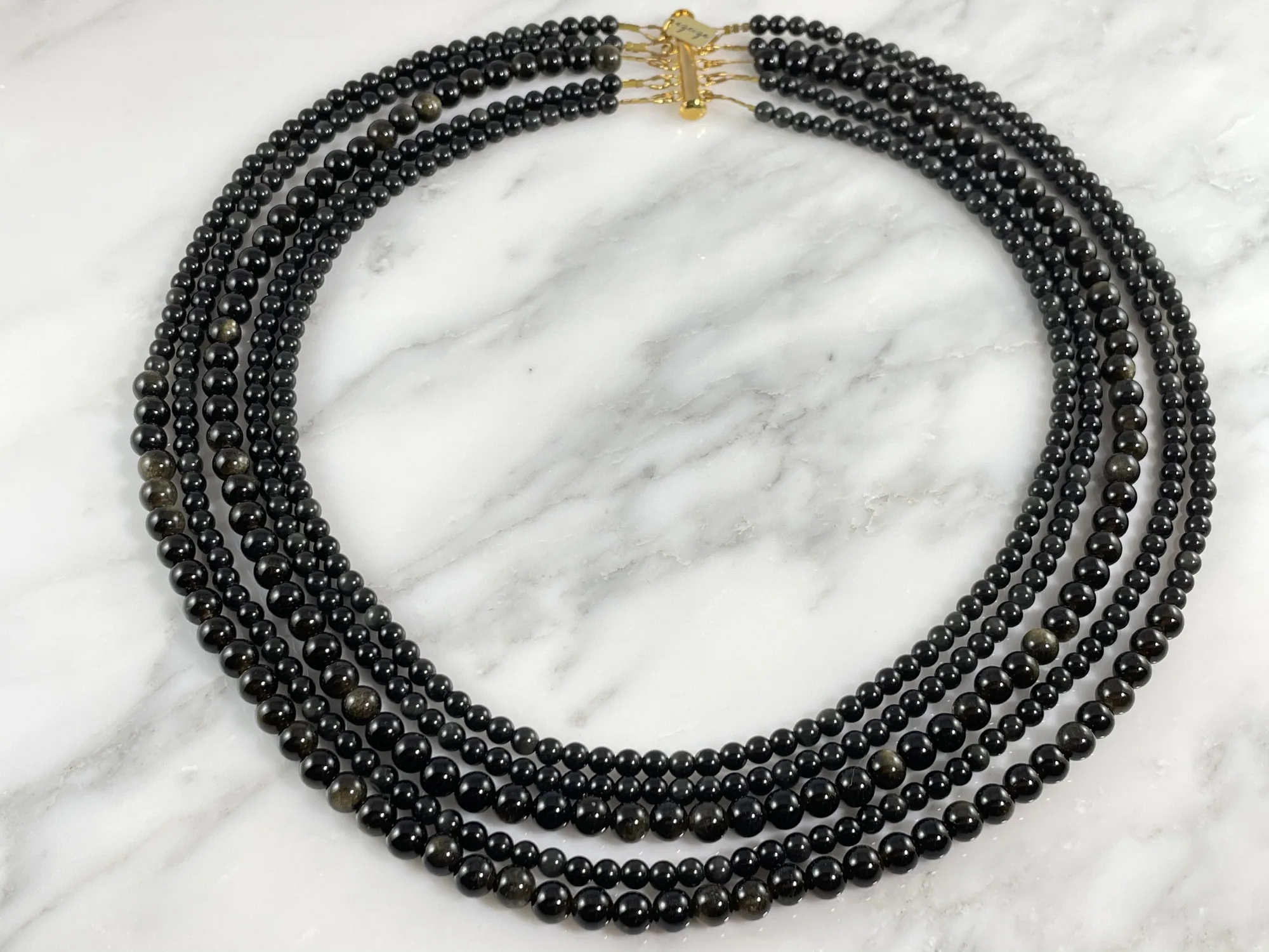 Golden Obsidian Multi Strand Necklace