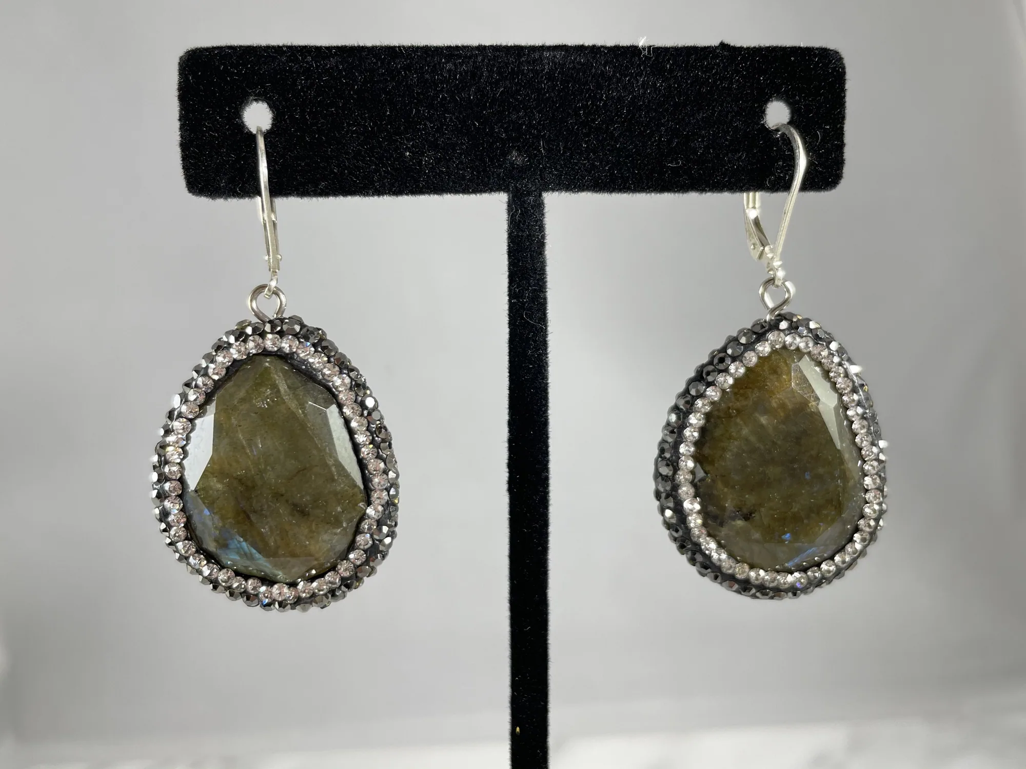 Labradorite and Crystal Earrings