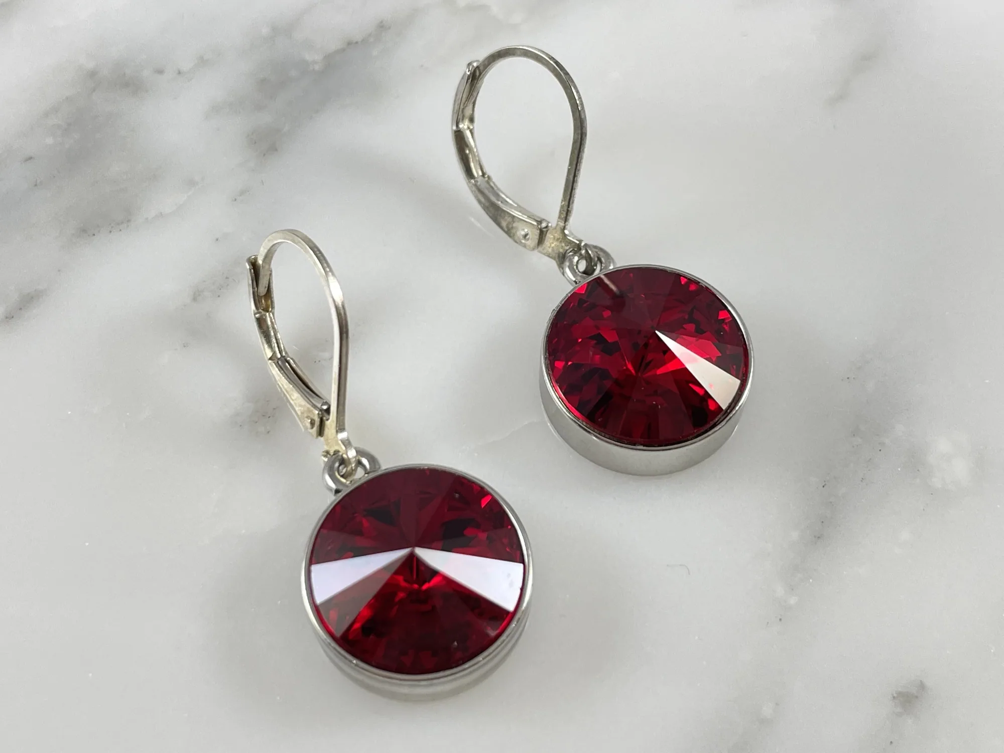 Red Swarovski Earrings view 2