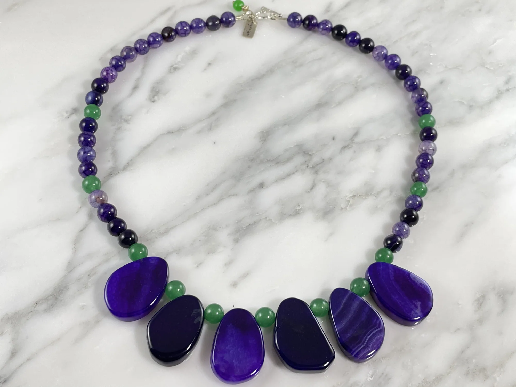 Purple Agate and Green Aventurine Necklace