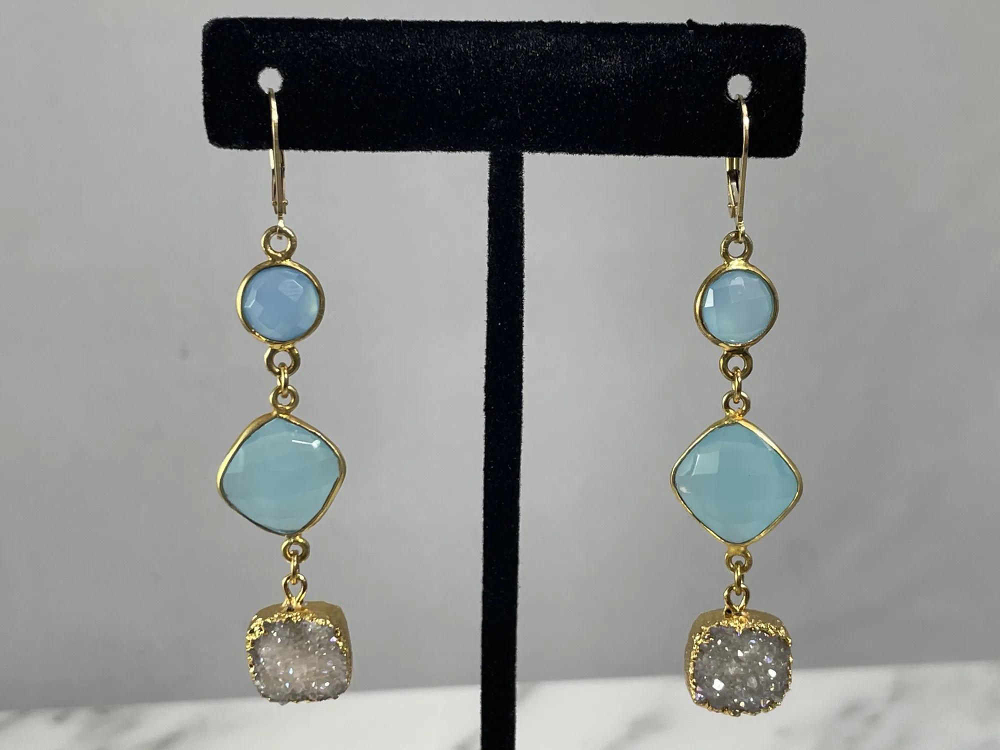 Chalcedony and Druzy Earrings