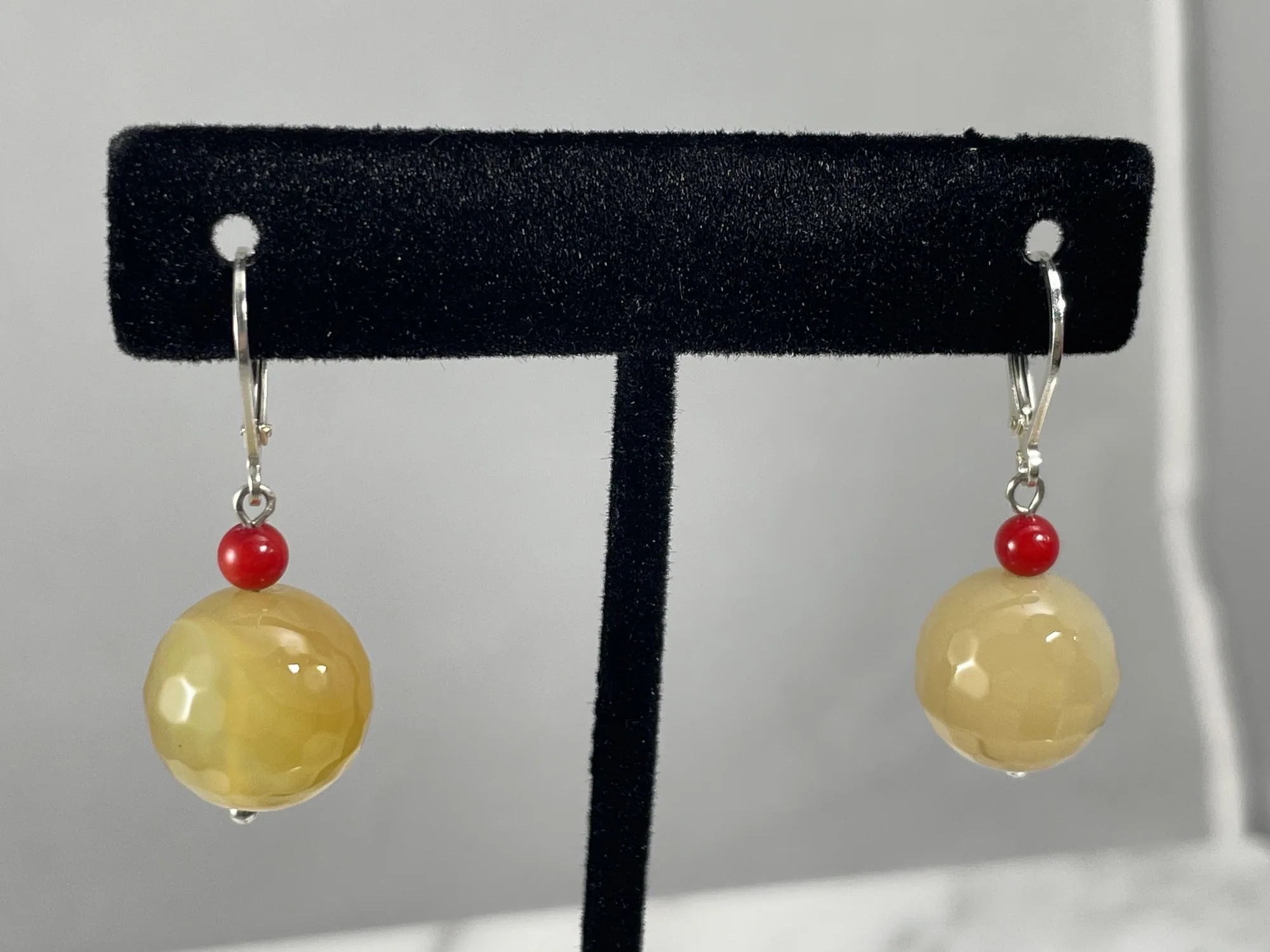 Agate and Coral Earrings