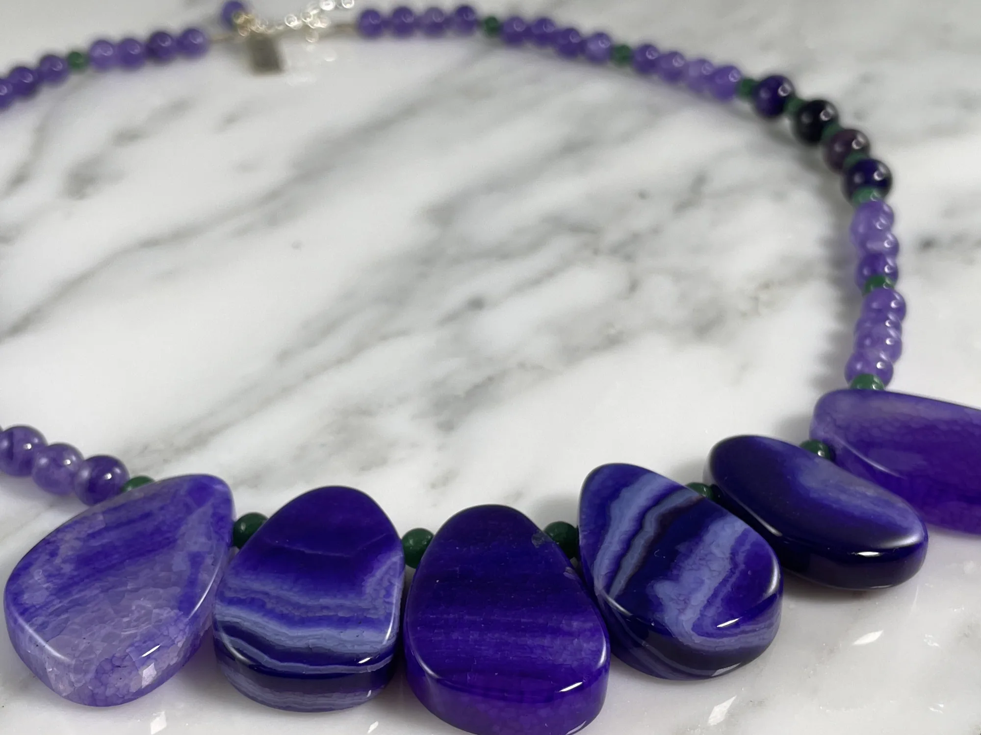 Amethyst, Sliced Agate, Aventurine Necklace view 2