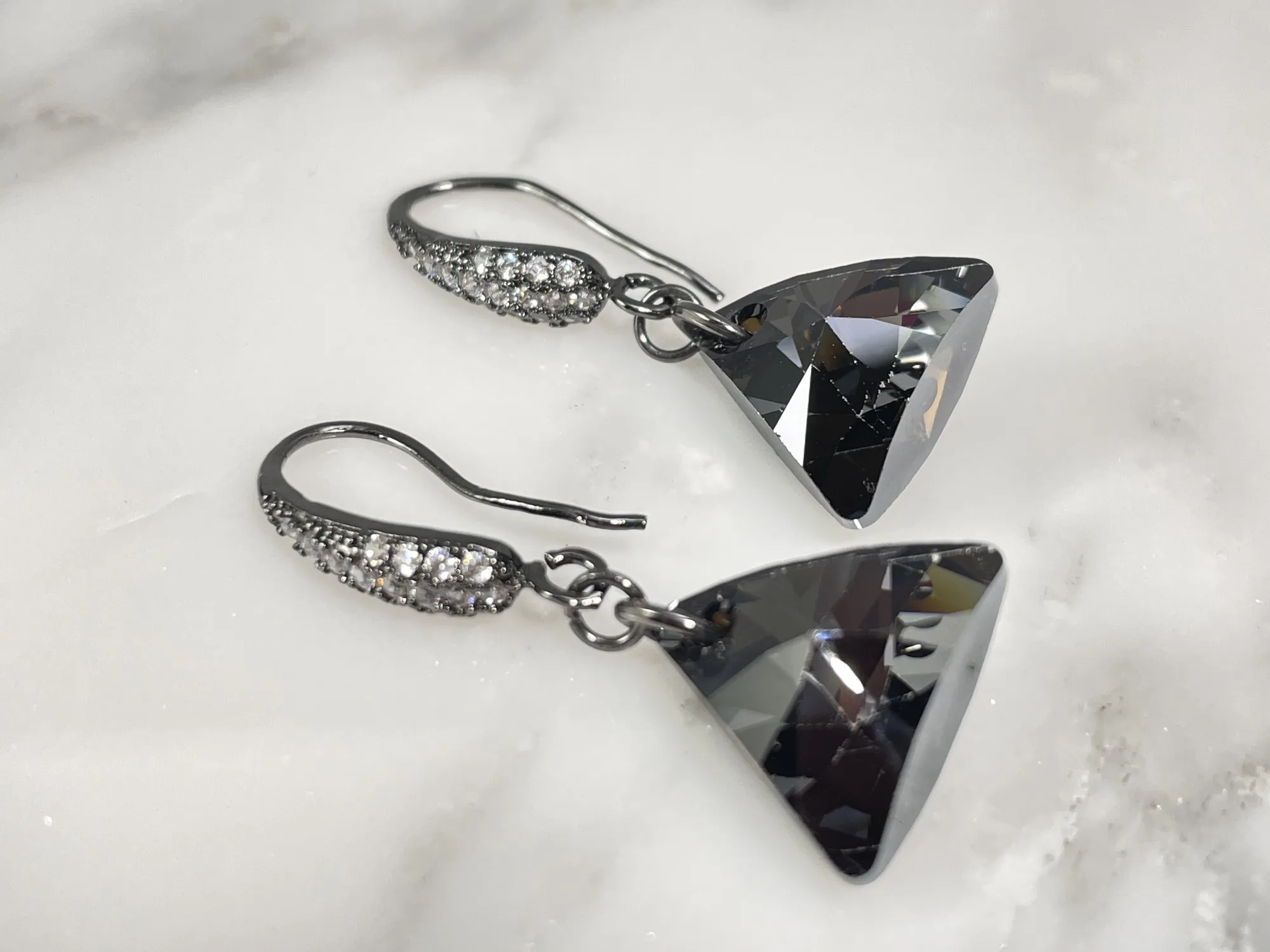 Swarovski Crystal Silver Night Earrings view 2