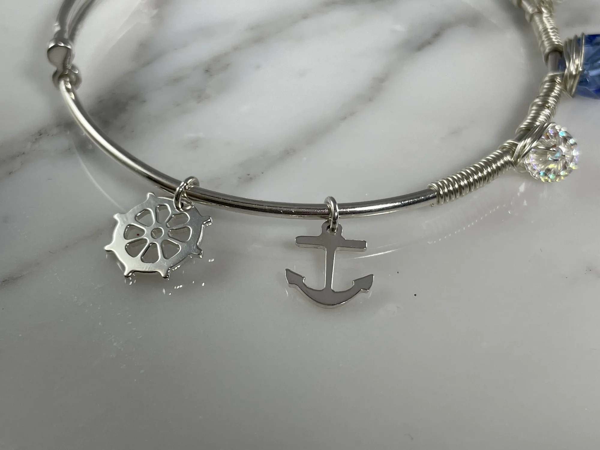 Expandable Anchor And Helm Bangle Bracelet view 3