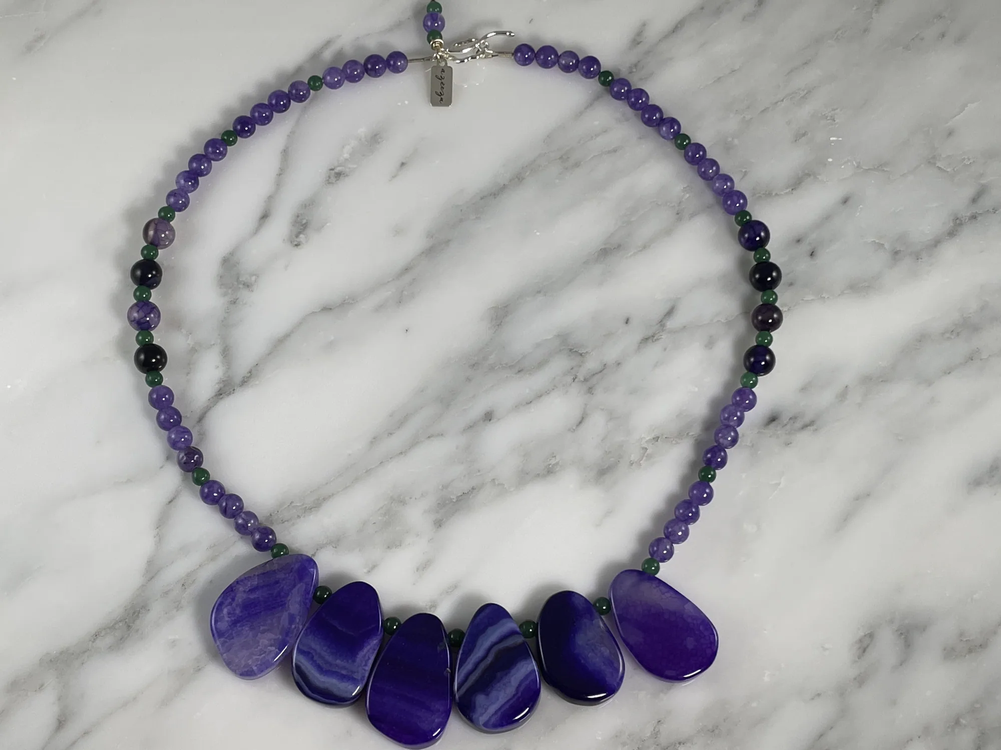 Amethyst, Sliced Agate, Aventurine Necklace