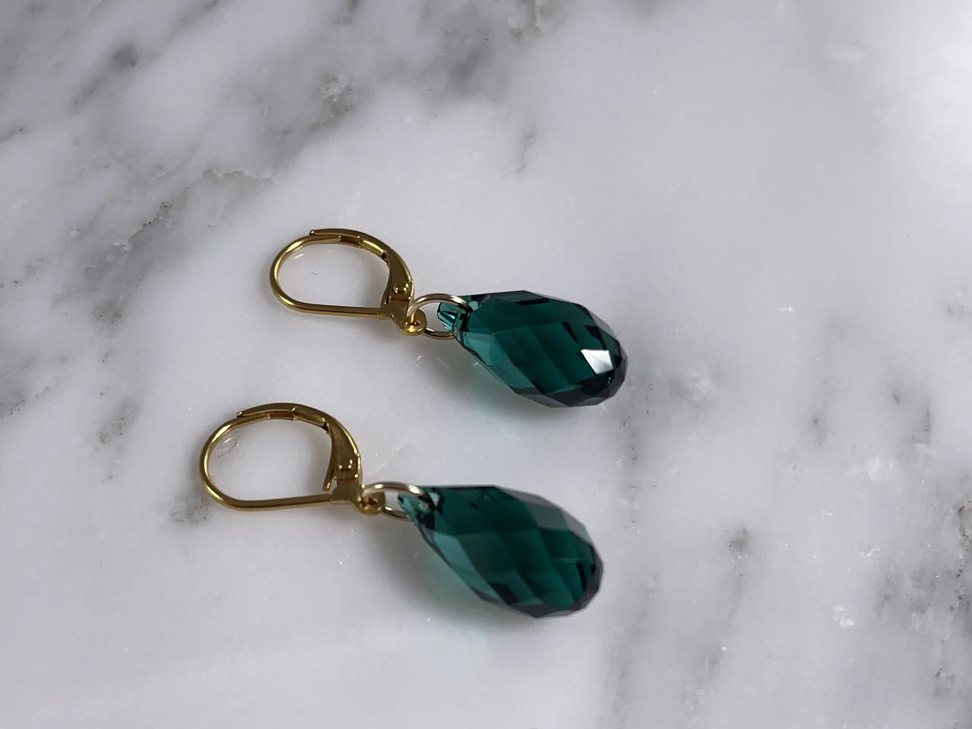Swarovski Emerald Briolette Necklace and Matching Earrings view 4