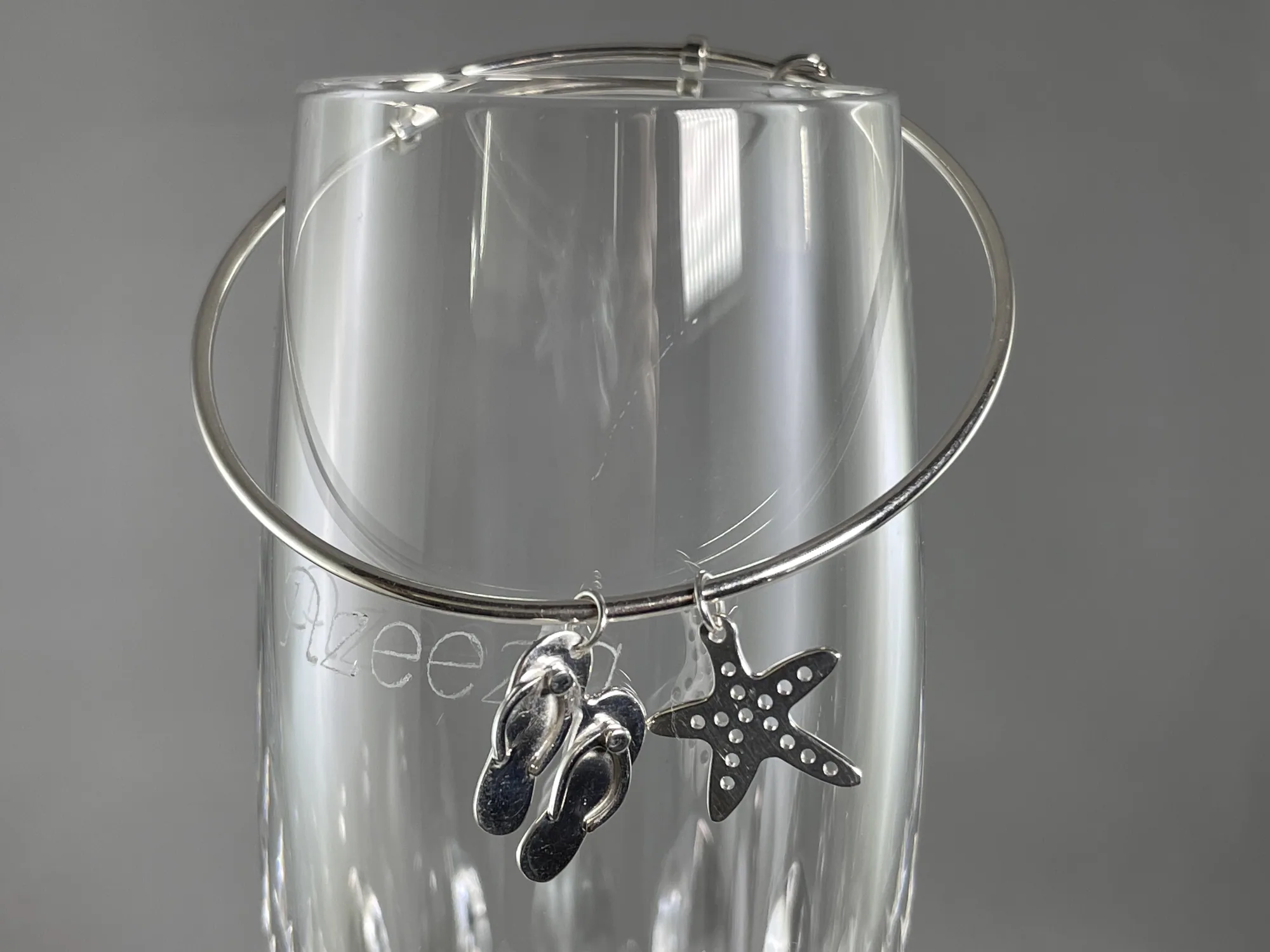 Expandable Flip Flop Slipper and Starfish Bangle Bracelet view 2