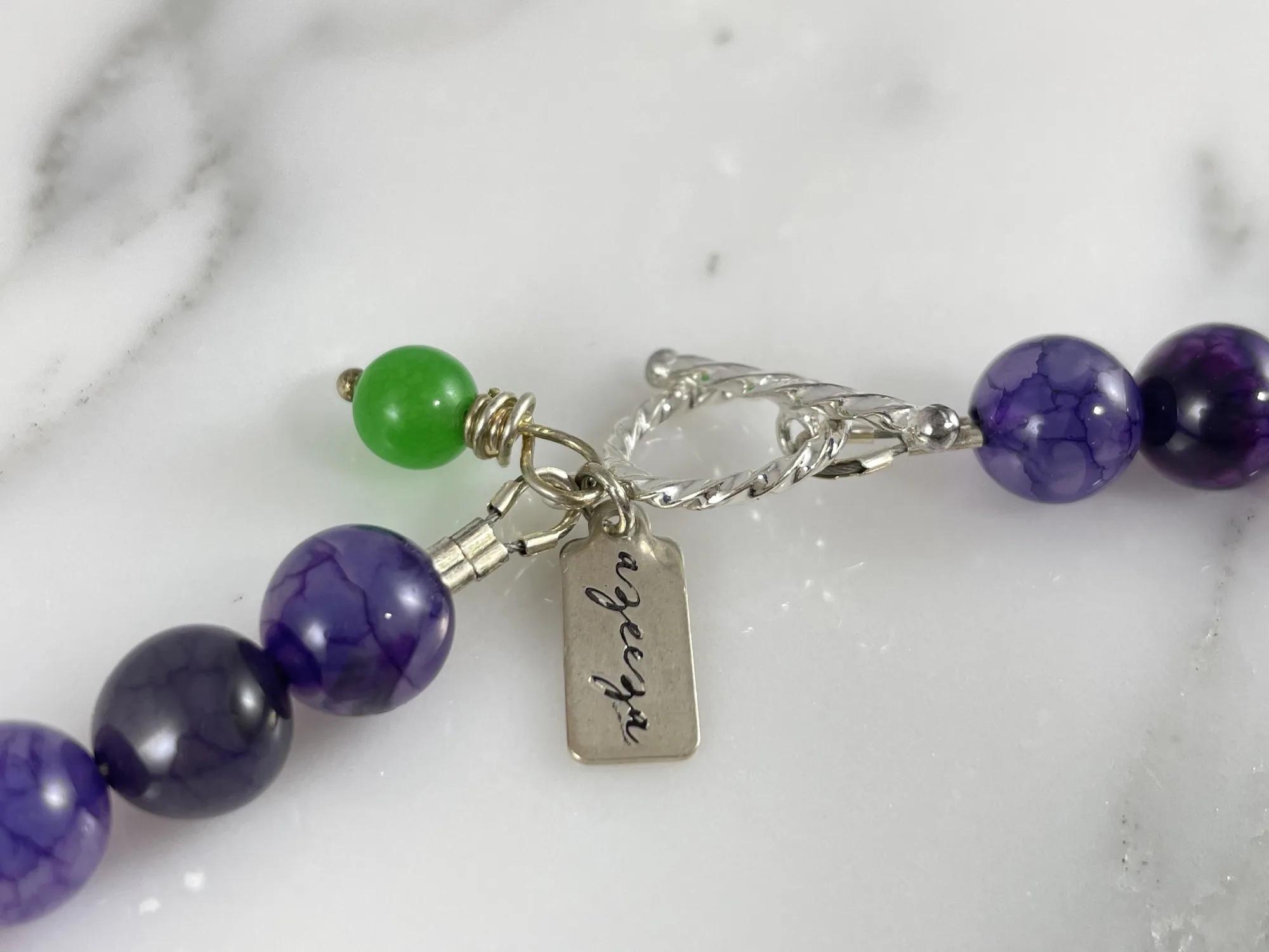 Purple Agate and Green Aventurine Necklace view 3