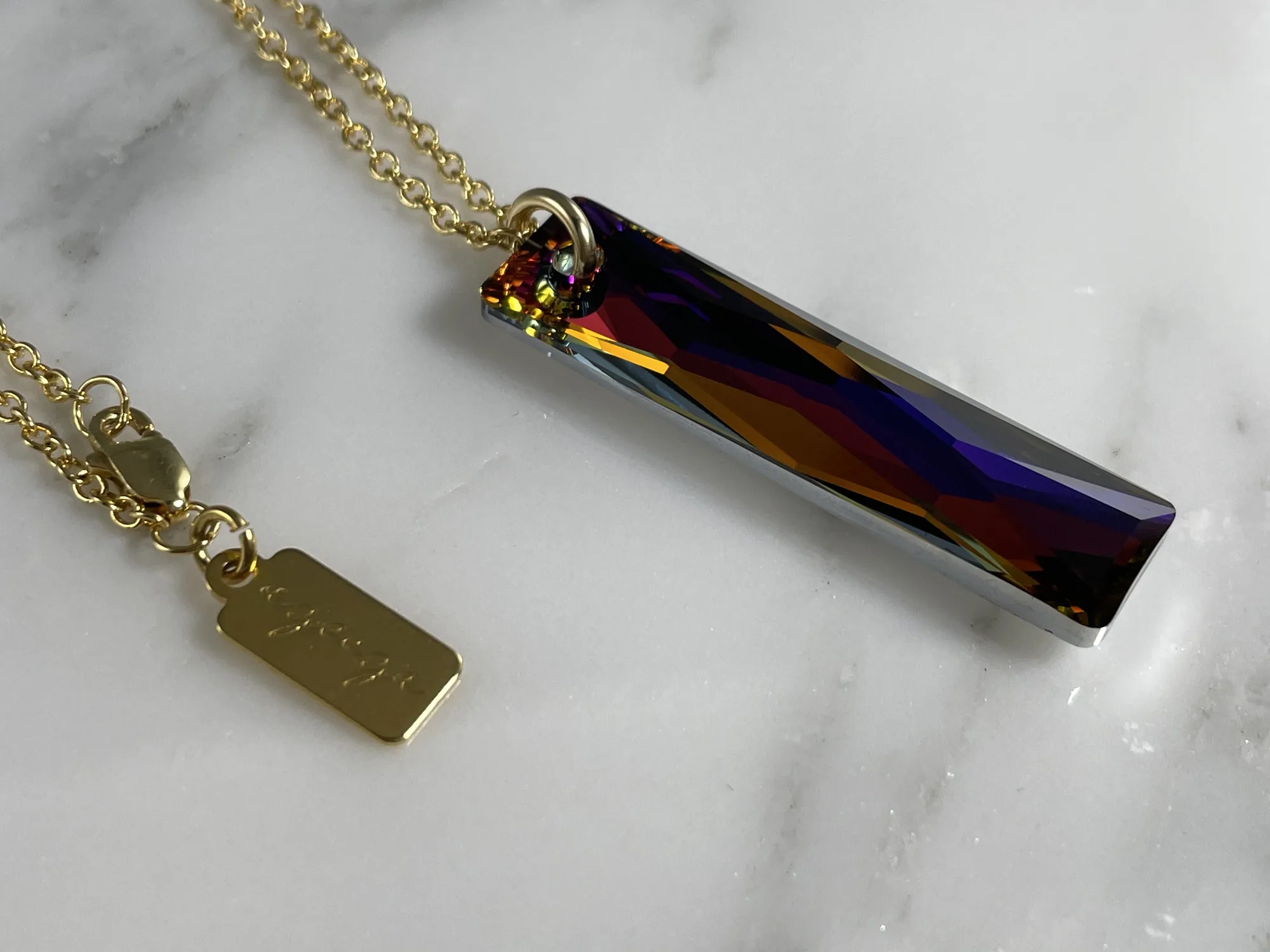 Swarovski Crystal Baguette Volcano Crystal Necklace view 2