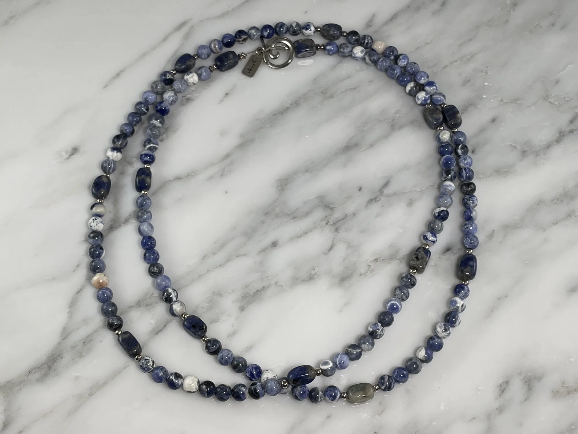 Sterling Silver Convertible Sodalite Necklace