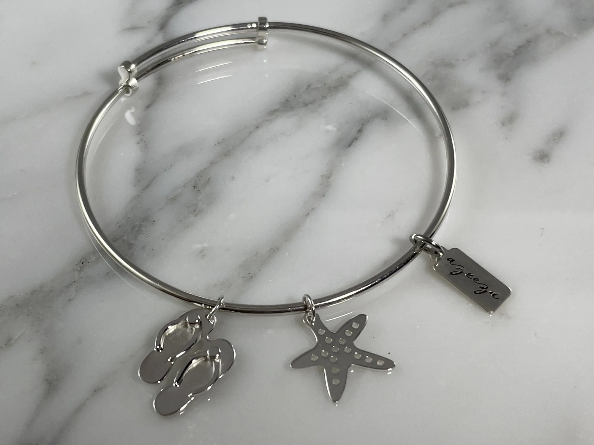 Expandable Flip Flop Slipper and Starfish Bangle Bracelet