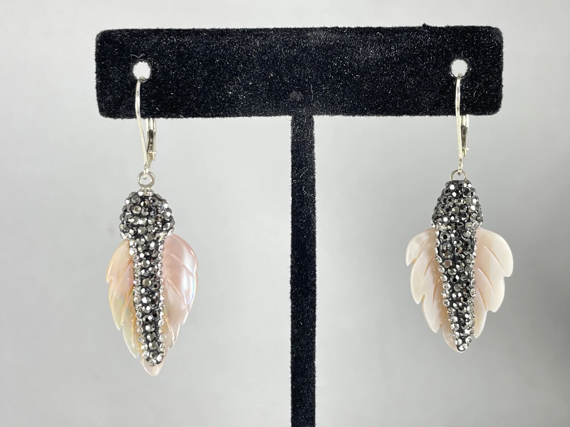 Pave Pink Shell Earrings