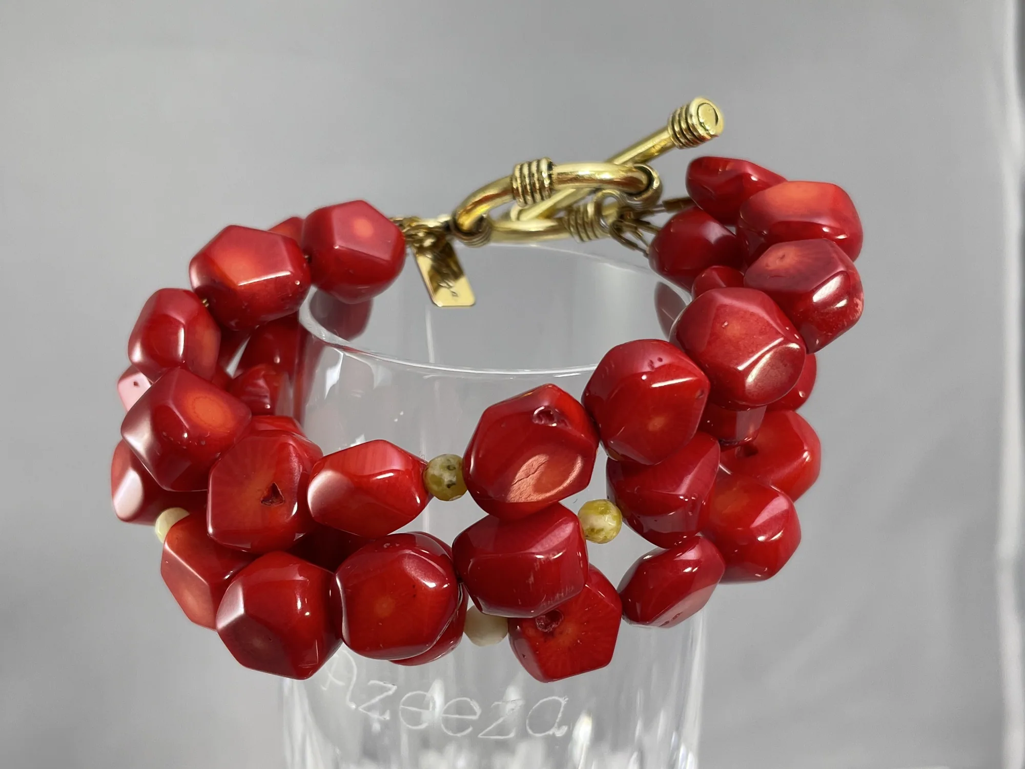 Triple Strand Red Coral Bracelet