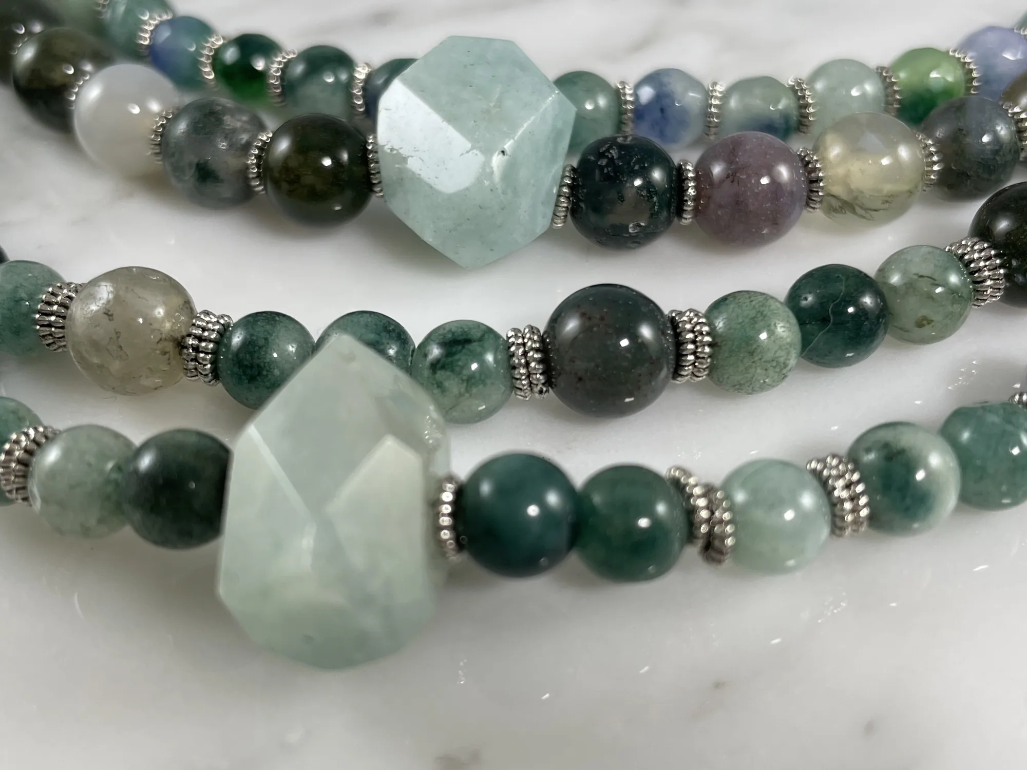 Moss Agate & Amazonite Multi Strand Necklace view 2
