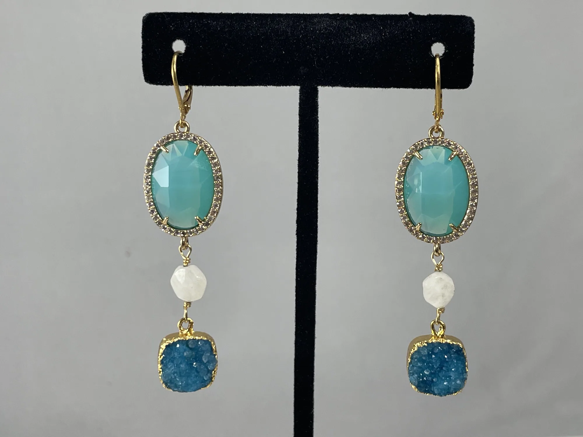 Moonstone and Druzy Earrings