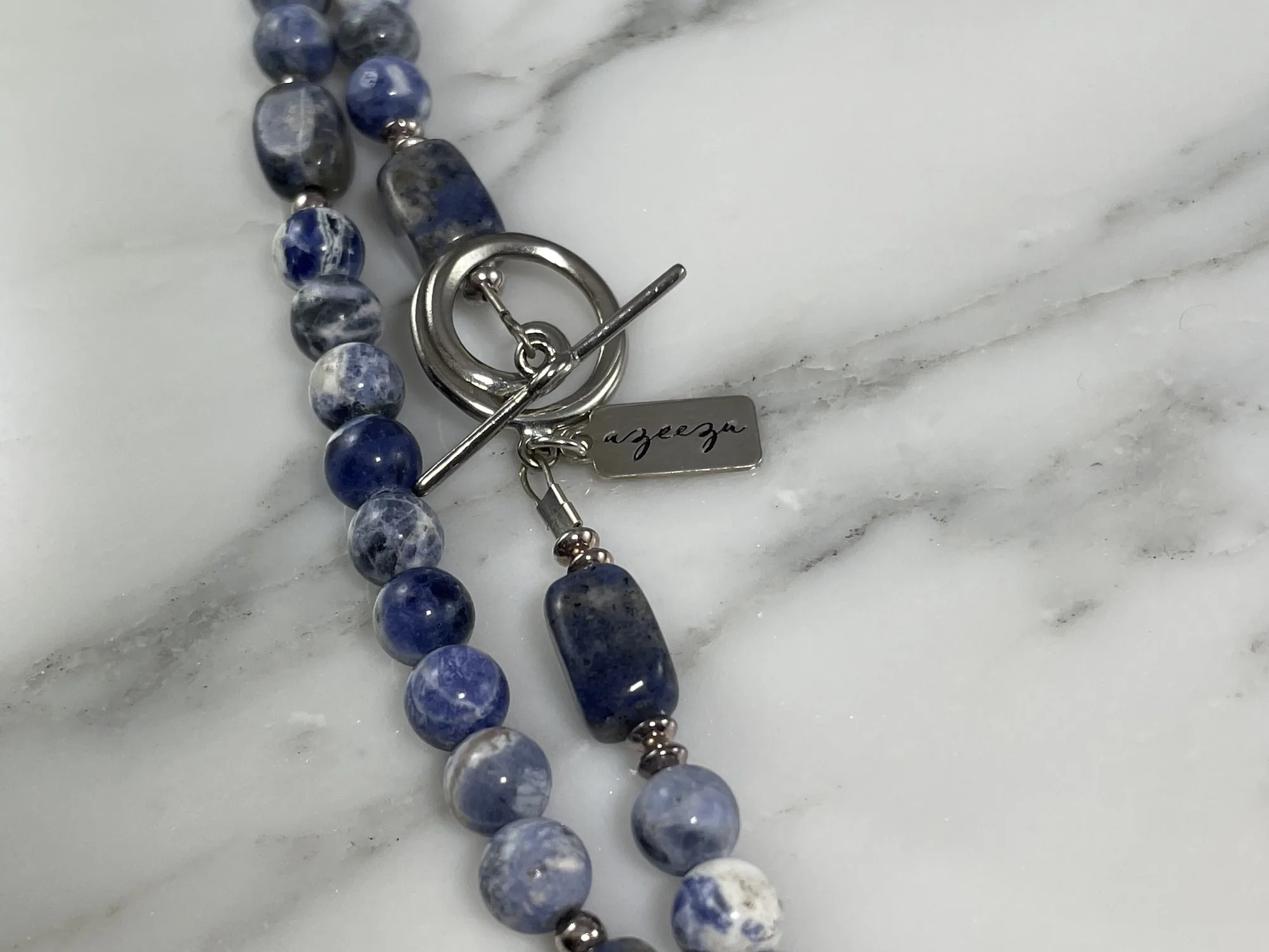 Sterling Silver Convertible Sodalite Necklace view 3